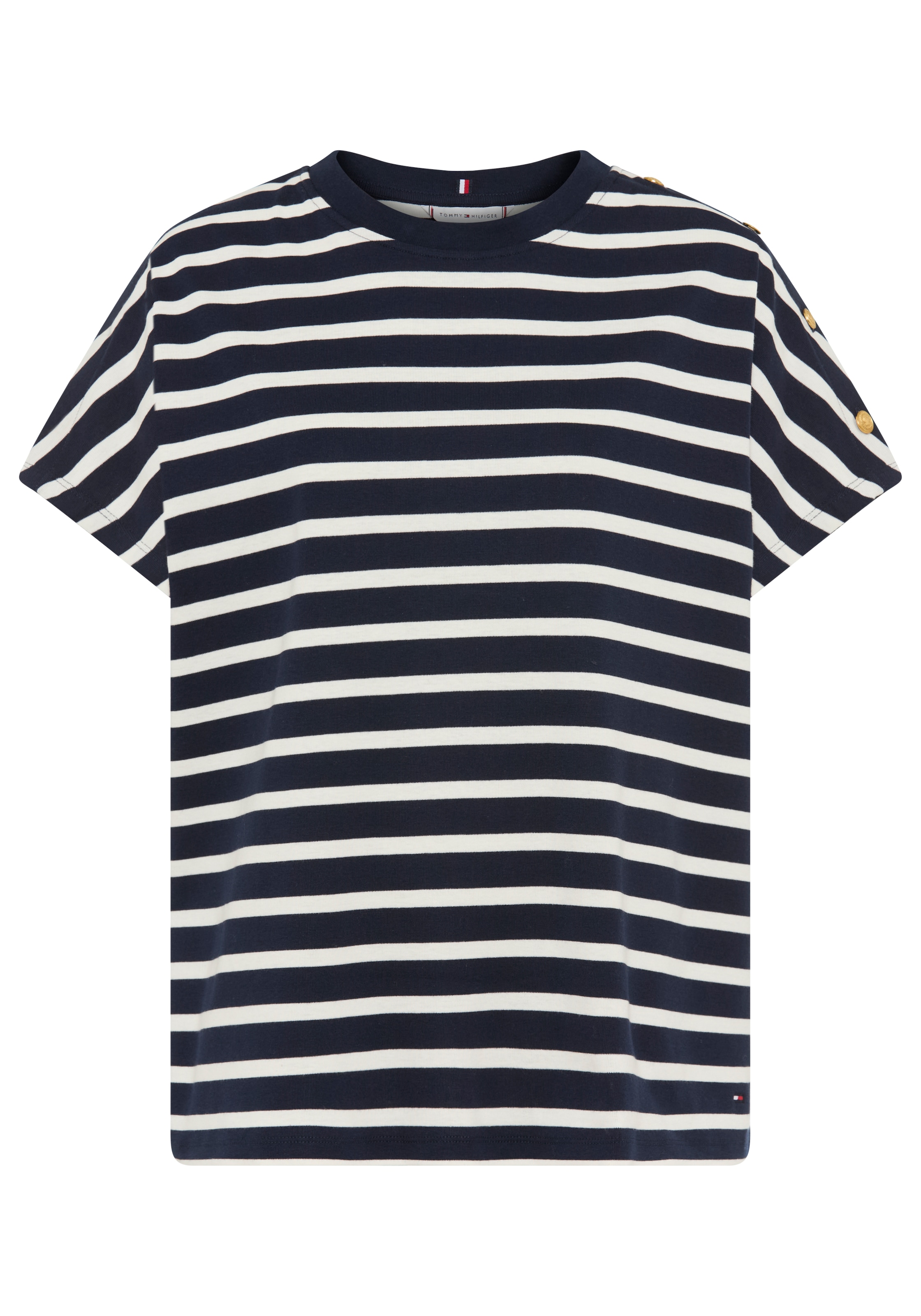Tommy Hilfiger Curve Kurzarmshirt »CRV GOLD BUTTON SS TEE«, in grossen Grössen