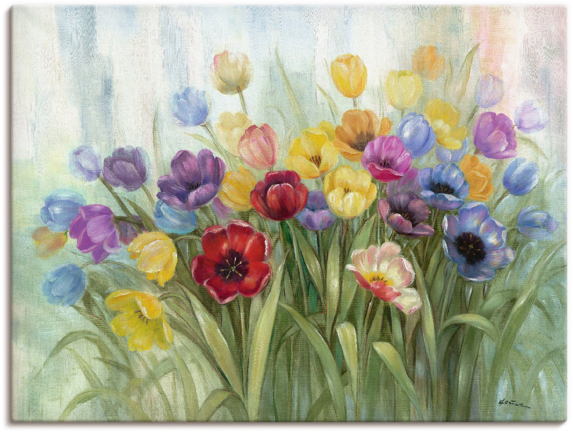 Artland Wandbild "Tulpenwiese I" Blumenwiese 1 Stk. tlg. als Leinwandbild, Poster in verschied. Grössen