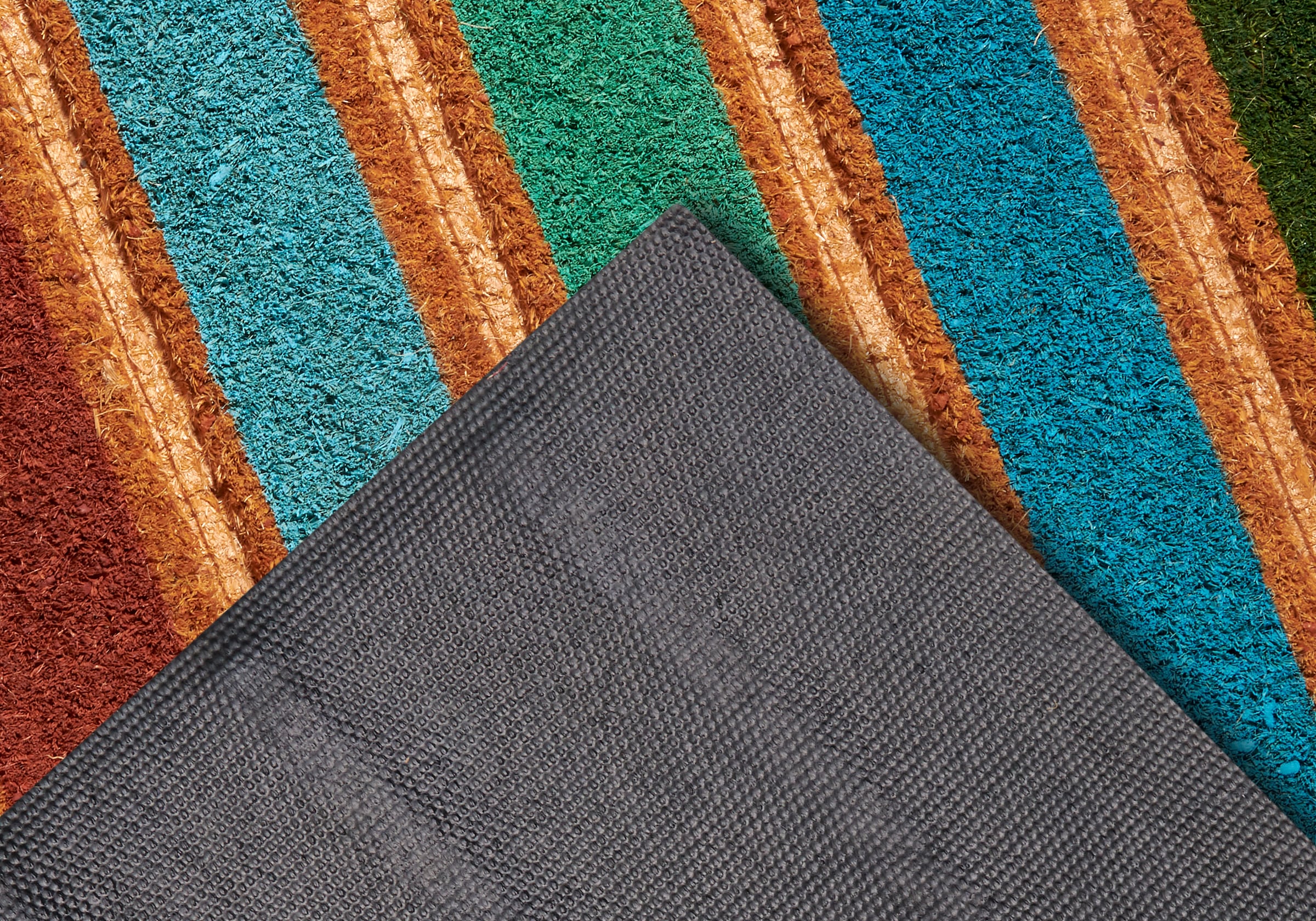 HANSE Home Fussmatte »Mix Mats Kokos Colorful Stripes, Türmatte«, rechteckig, 15 mm Höhe, Strapazierfähig, pflegeleicht, robust, wetterfest, UV-beständig