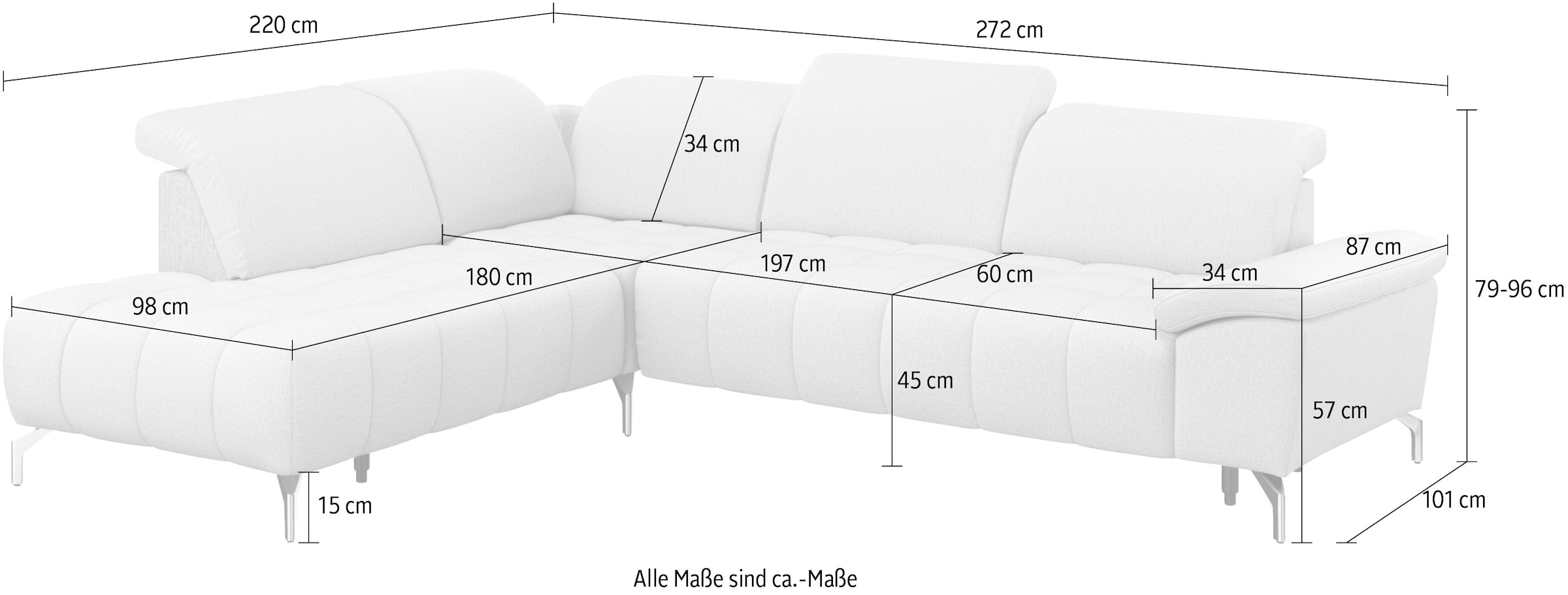 sit&more Ecksofa »Cool L-Form«, wahlweise mit Kopfteilverstellung und Vorziehsitz, motorisch