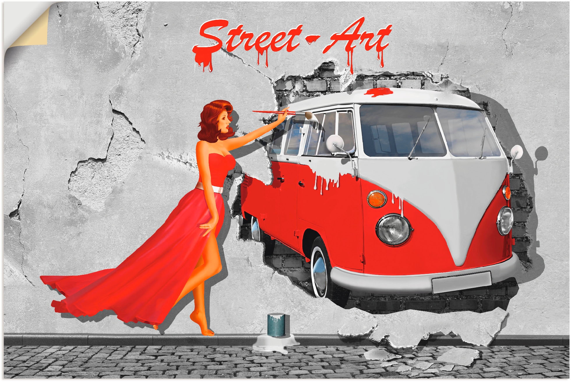 Artland Wandbild »Street-Art in Digital-Art«, Frau, (1 St.), als Alubild, Leinwandbild, Wandaufkleber oder Poster in versch. Grössen