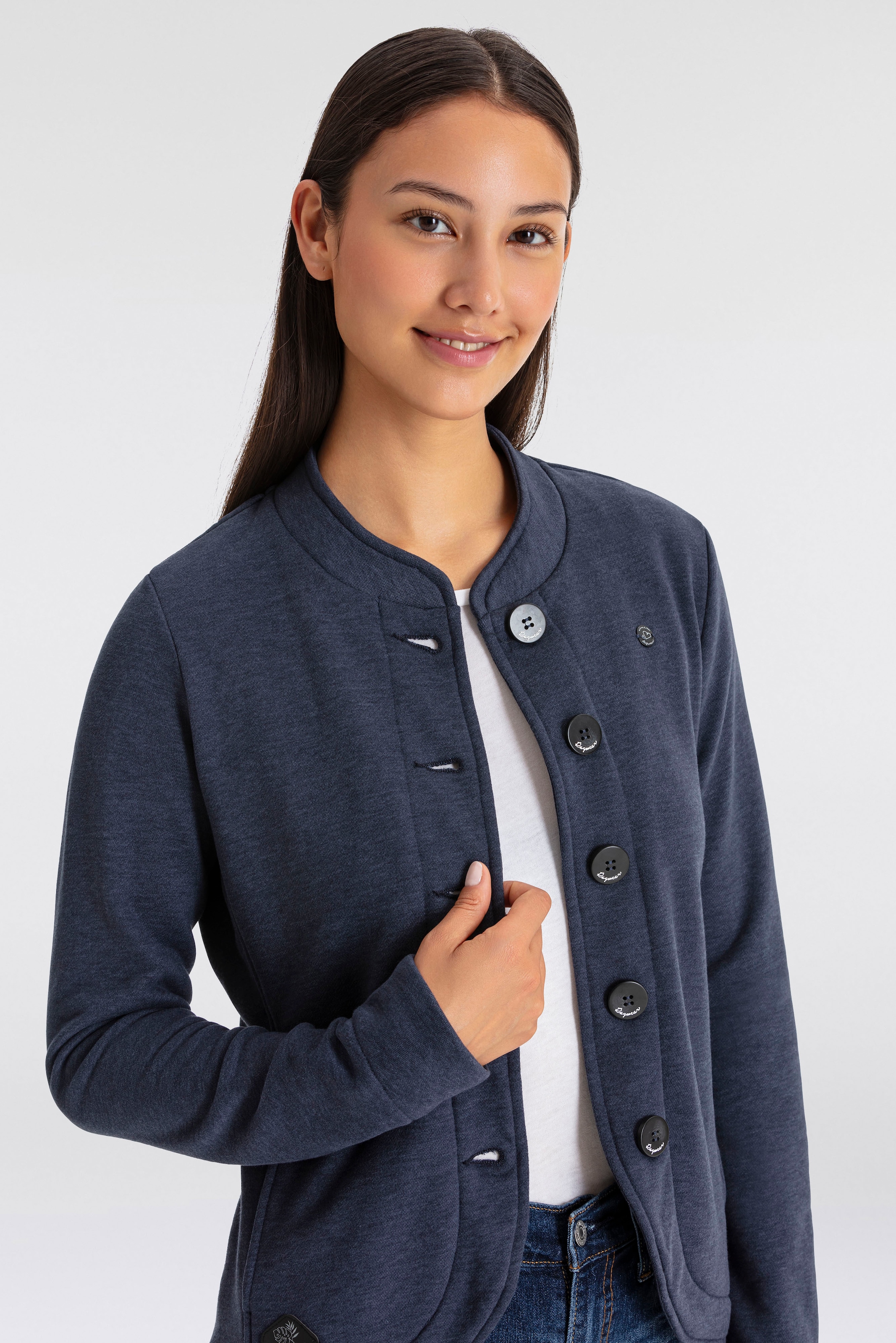 Ragwear Sweatjacke »AVALINA O«, maritimer Sweat-Blazer mit Kontrast-Details