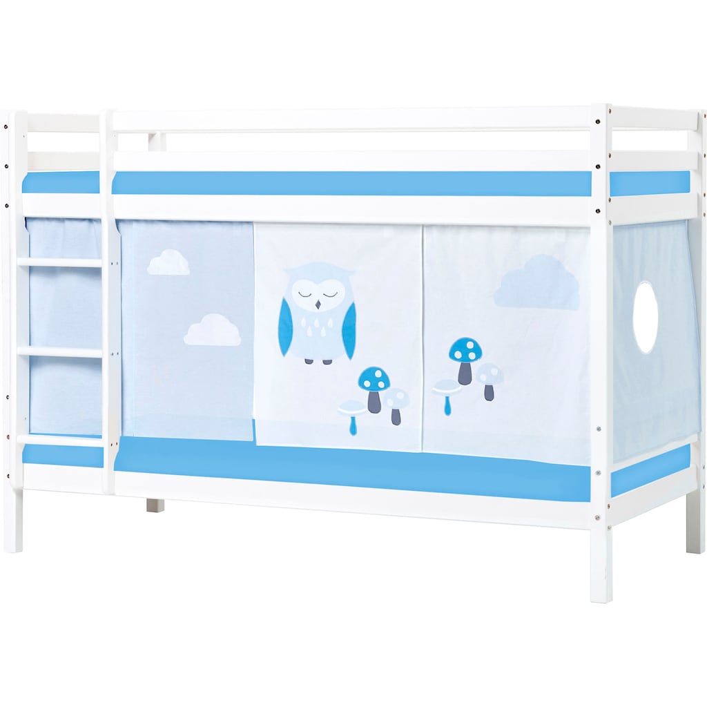 Hoppekids Etagenbett »ECO Dream«, 90x200 weiss massiv m. Matratze & Vorhang