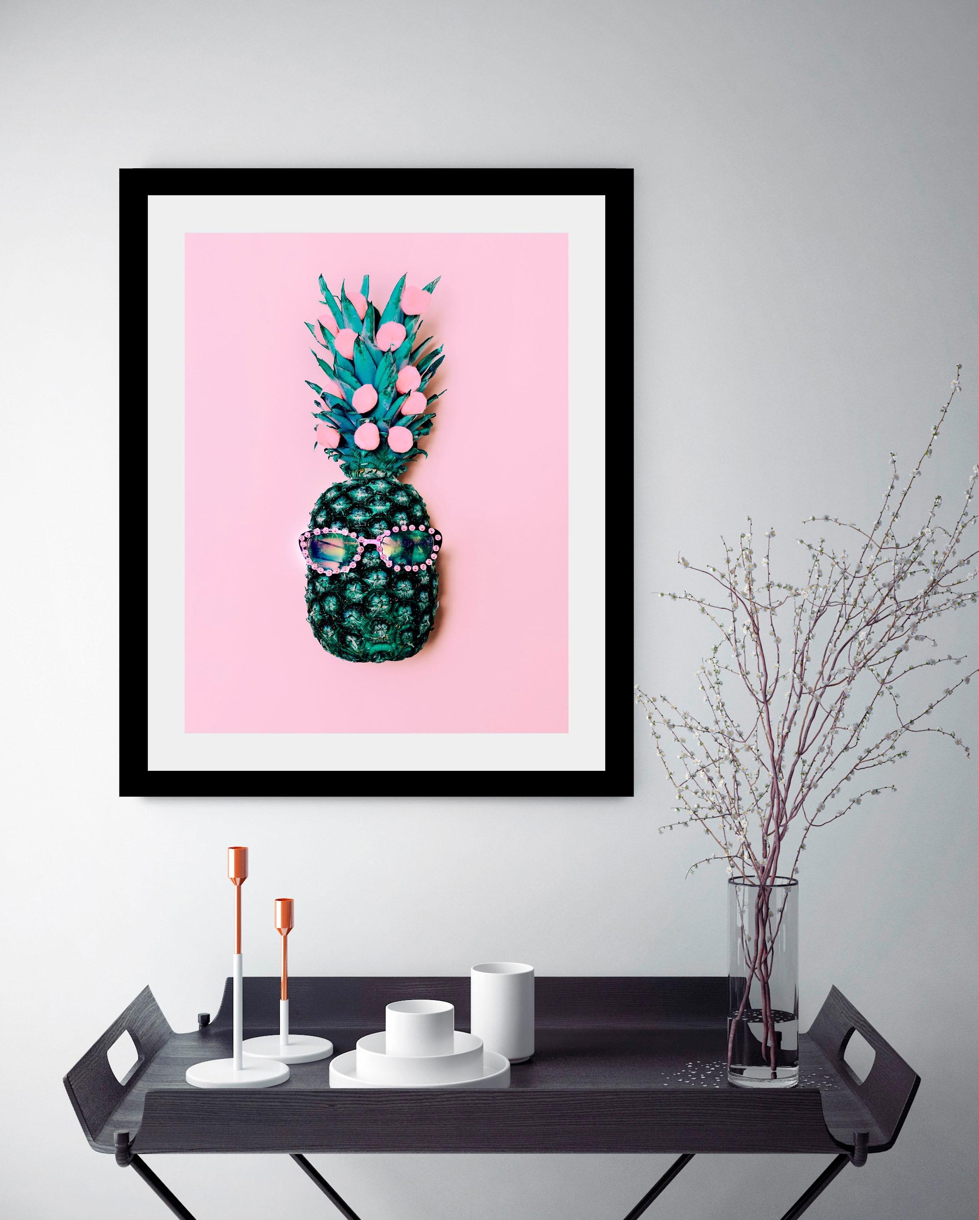 queence Bild »Ananas«, Obst-Obst Bilder-Essen-Lebensmittel-Humor-Ananas, HD Premium Poster-Druck inkl. Holzrahmen