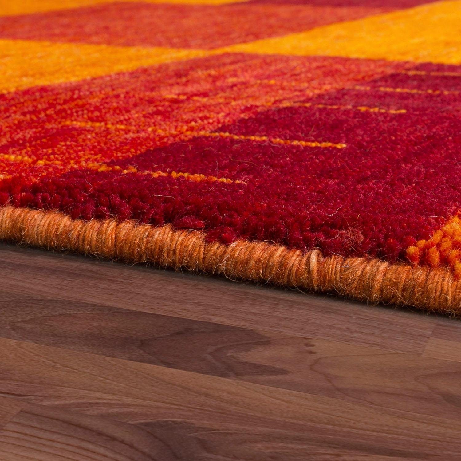Paco Home Wollteppich »Gabbeh 304«, rechteckig, 14 mm Höhe, Kurzflor, handgewebt, reine Wolle, Gabbeh-Stil, Patchwork Design