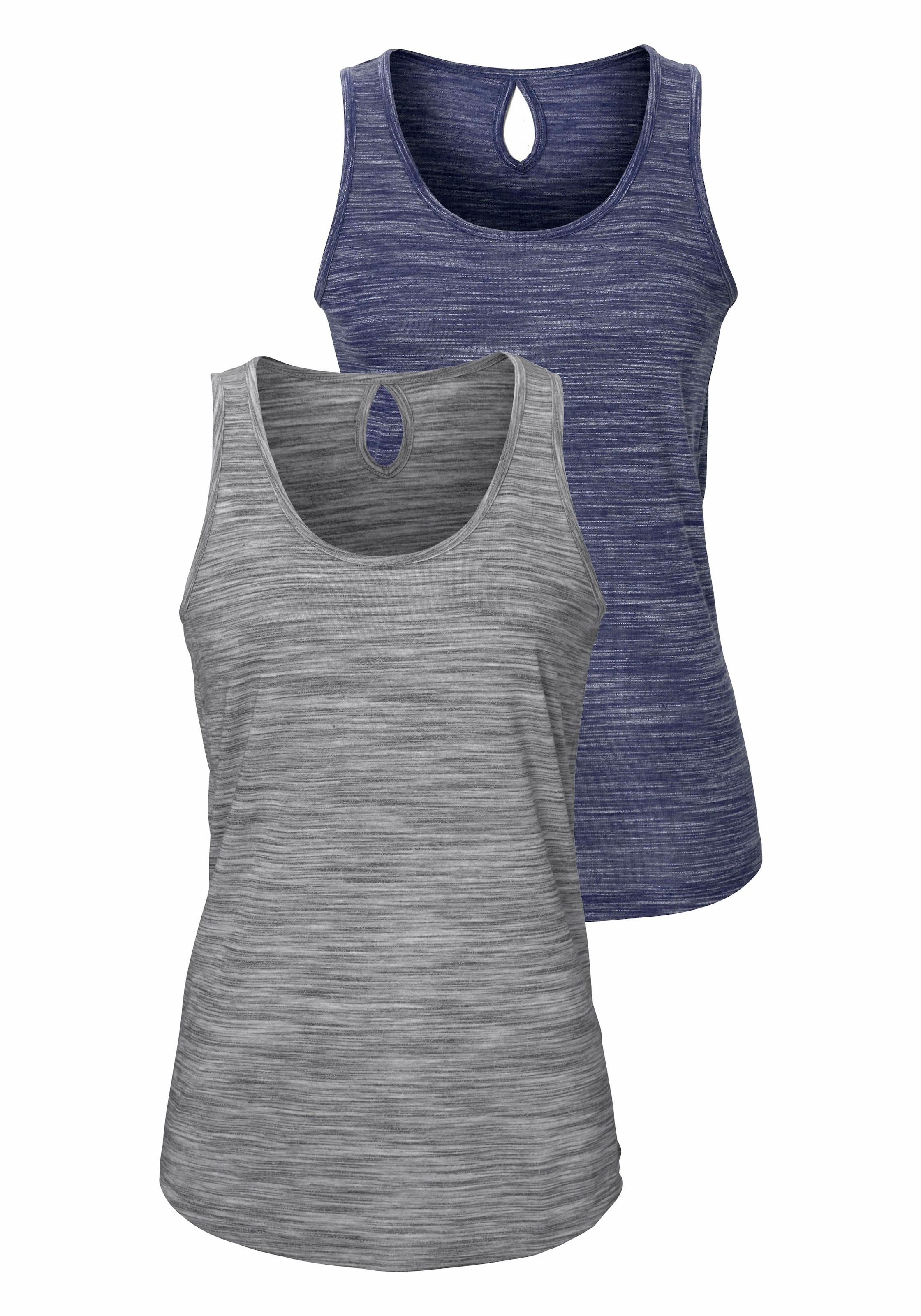 Beachtime Tanktop, (2er-Pack), mit kleinem Cut-Out im Nacken