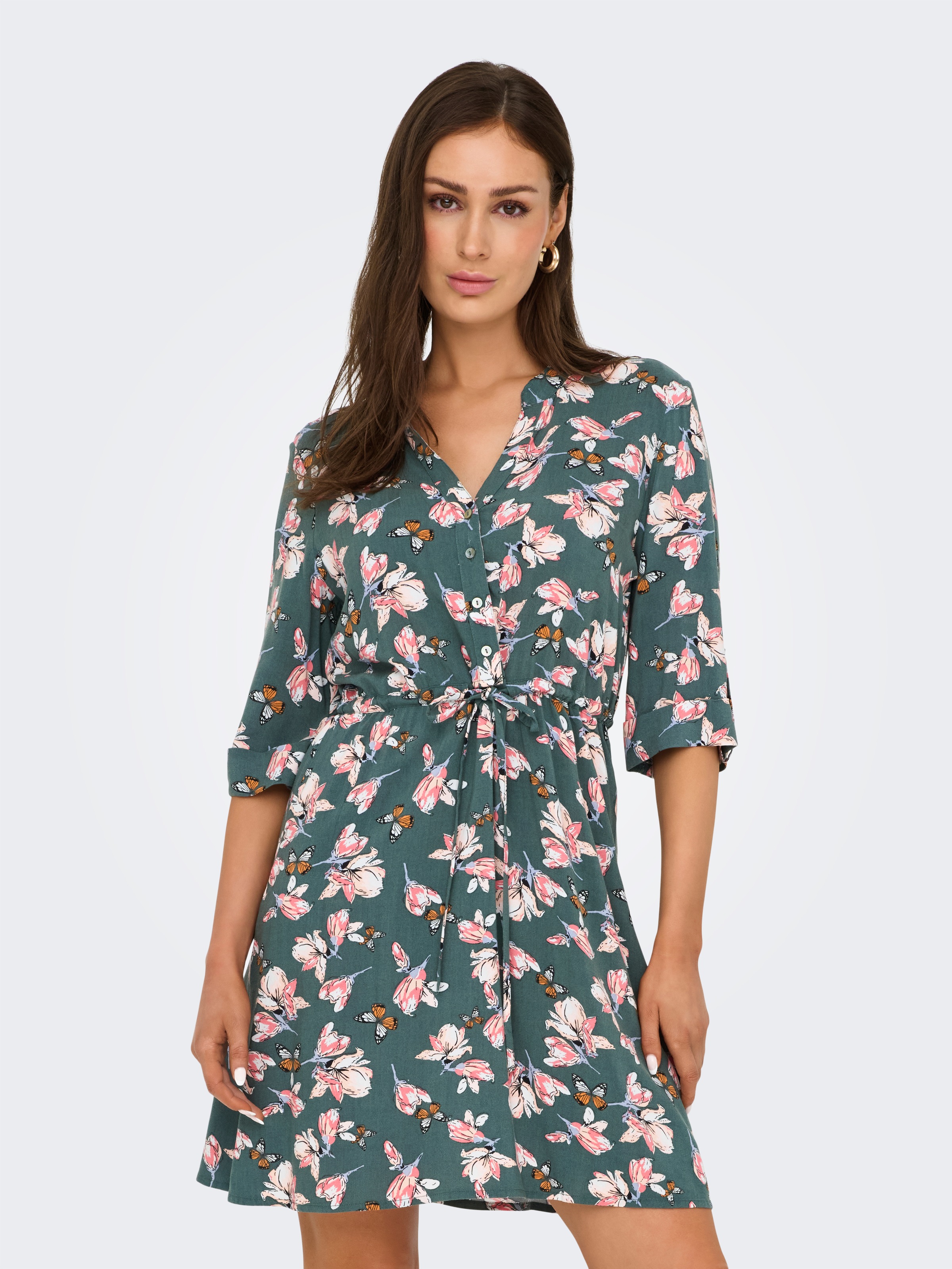 ONLY Tunikakleid »ONLCORA 3/4 V-NECK TUNIC CS PTM« Sommerkleid