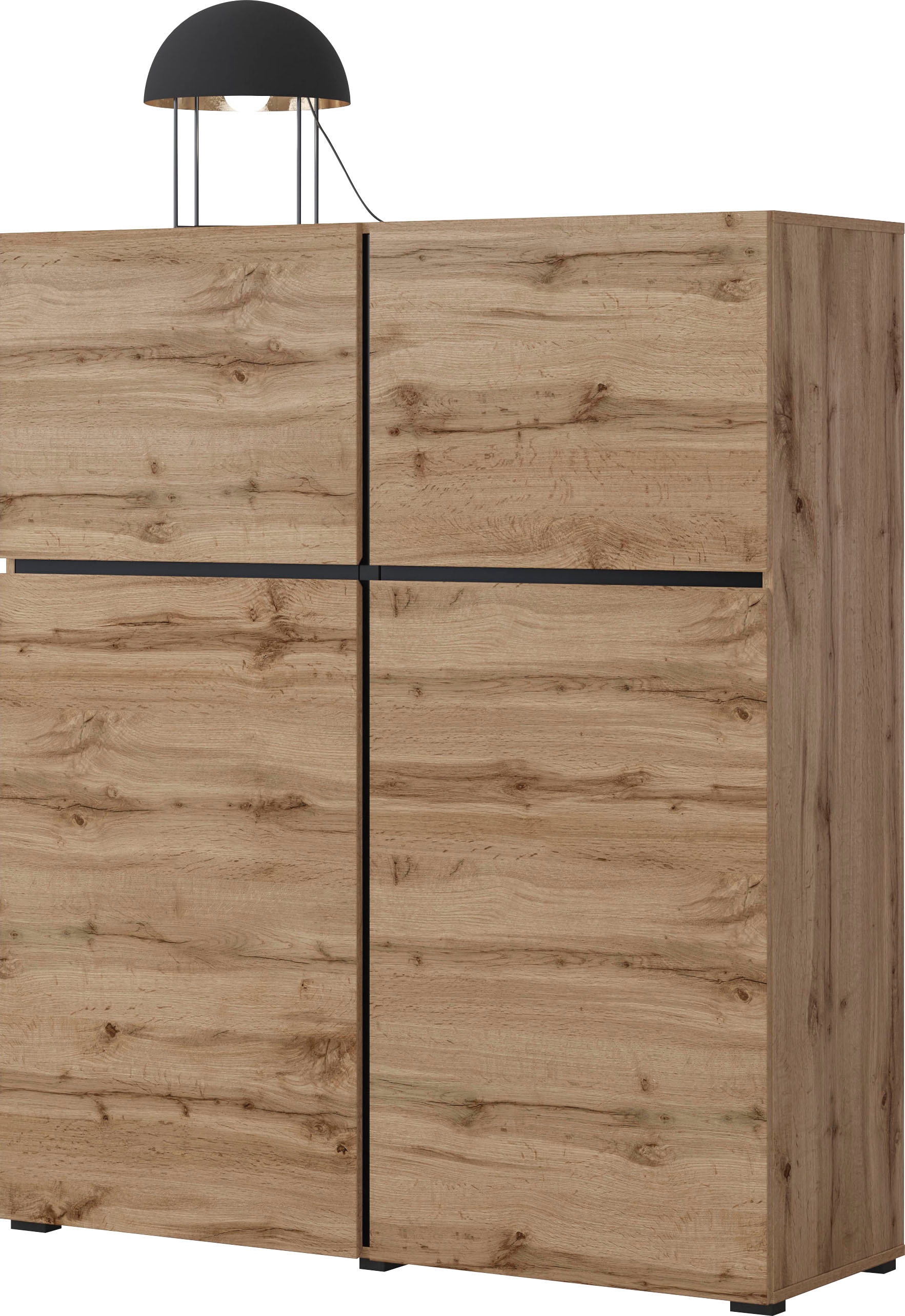 INOSIGN Highboard »Cross, moderne grifflose Hochkommode mit 4 Türen,Türkommode«, Hochschrank, Höhe 139 cm mit viel Stauraum, Einlegeböden verstellbar