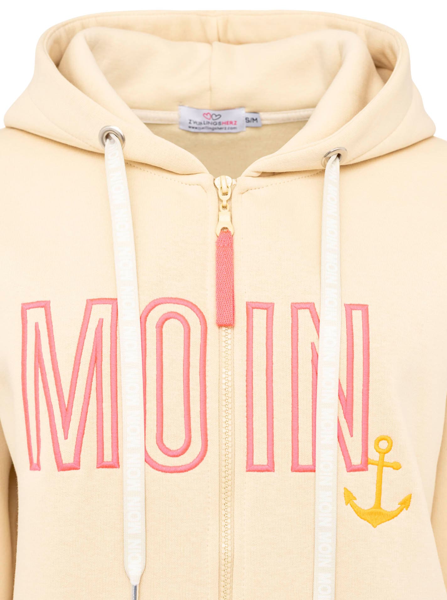 Zwillingsherz Kapuzensweatjacke »"Maritim"«, mit gesticktem MOIN und Anker Logo und Reissverschluss
