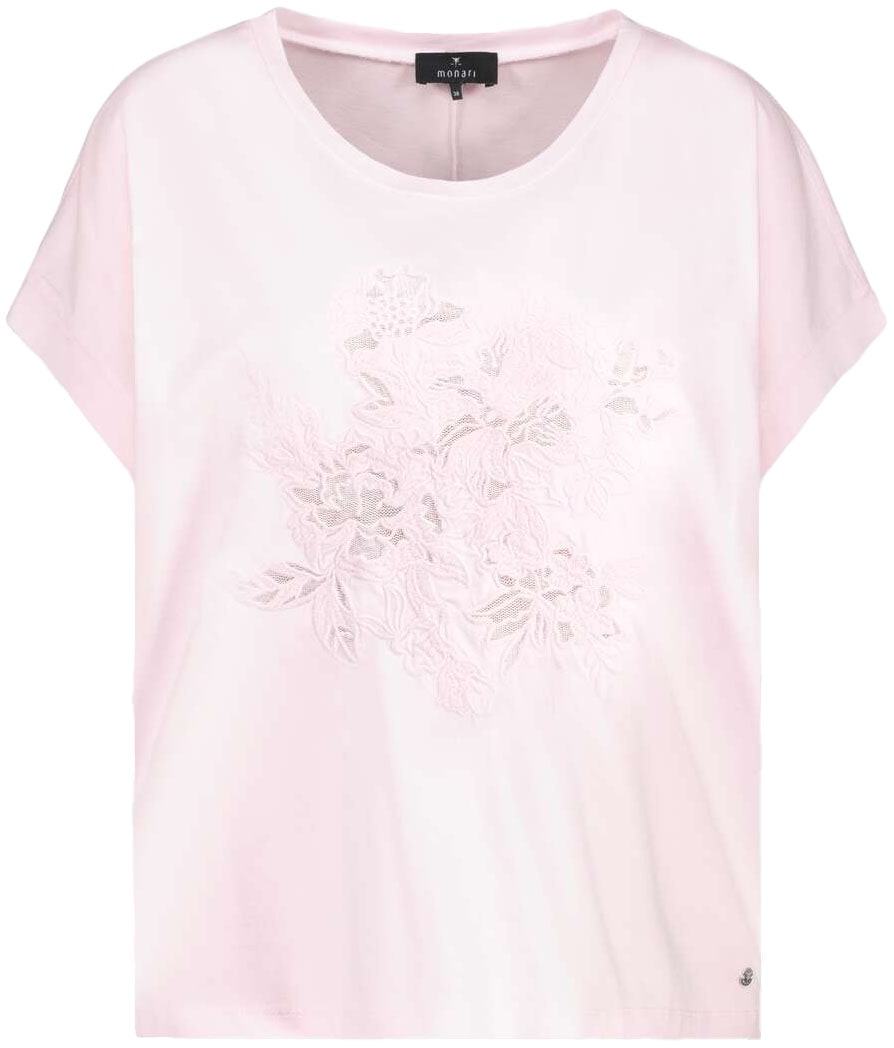 Monari Rundhalsshirt, mit gestickten Blumen