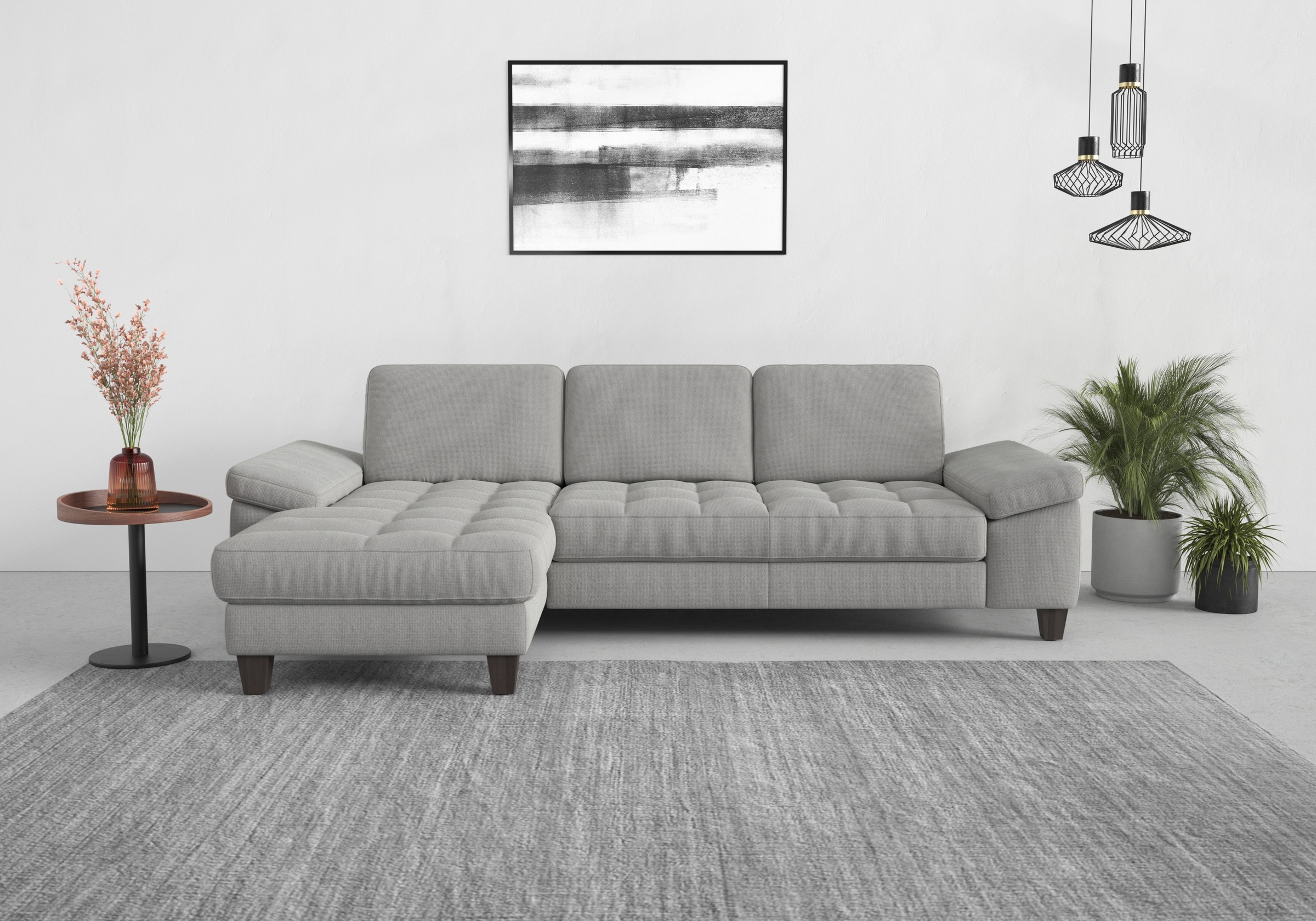 sit&more Ecksofa »Westham L-Form«, Recamiere, mit oder ohne Bettfunktion, Bettkasten, Füsse wengefarben