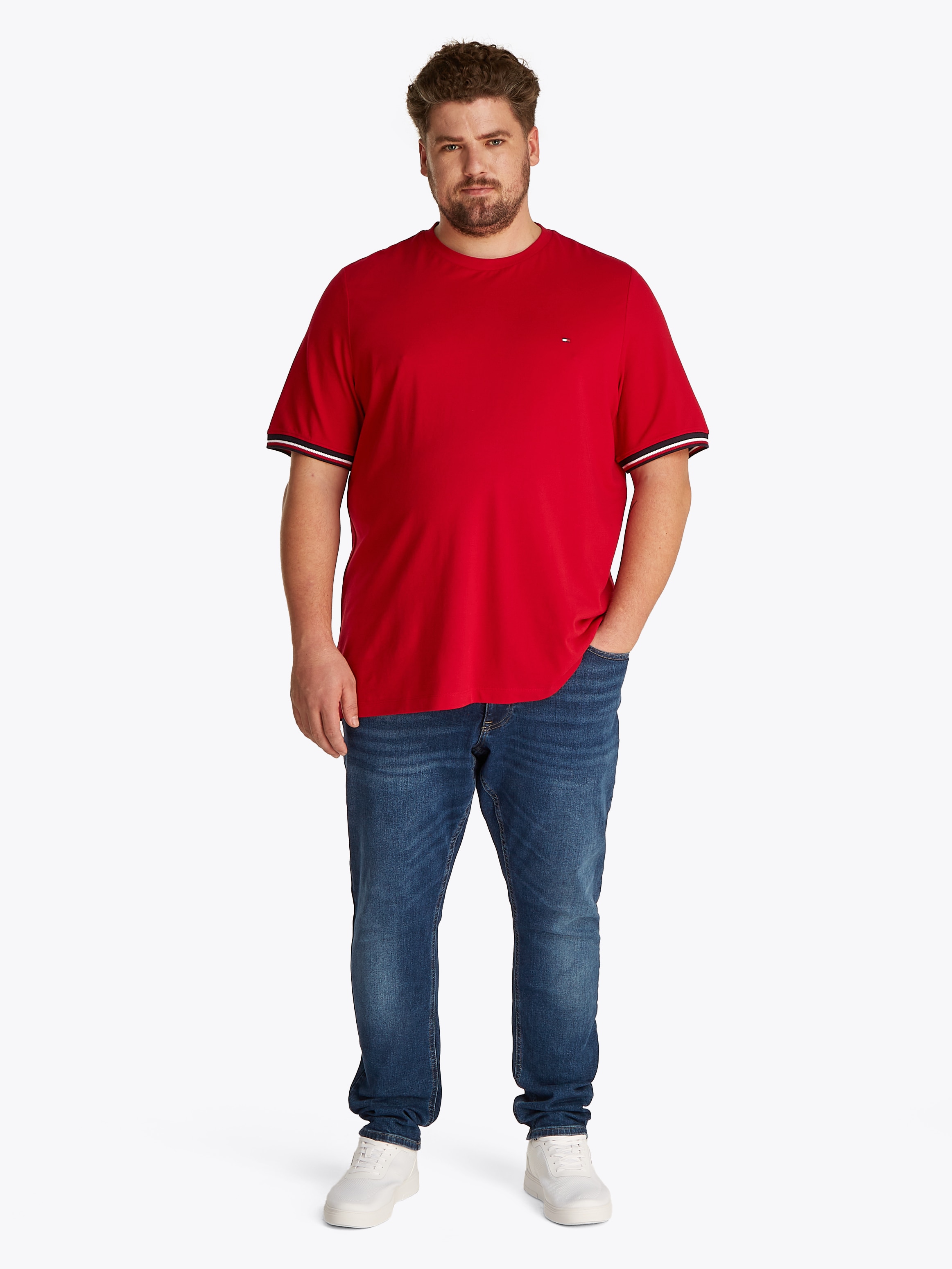 Tommy Hilfiger Big & Tall T-Shirt »BT-GLOBAL STRIPE CUFF TEE-B«, Grosse Grössen