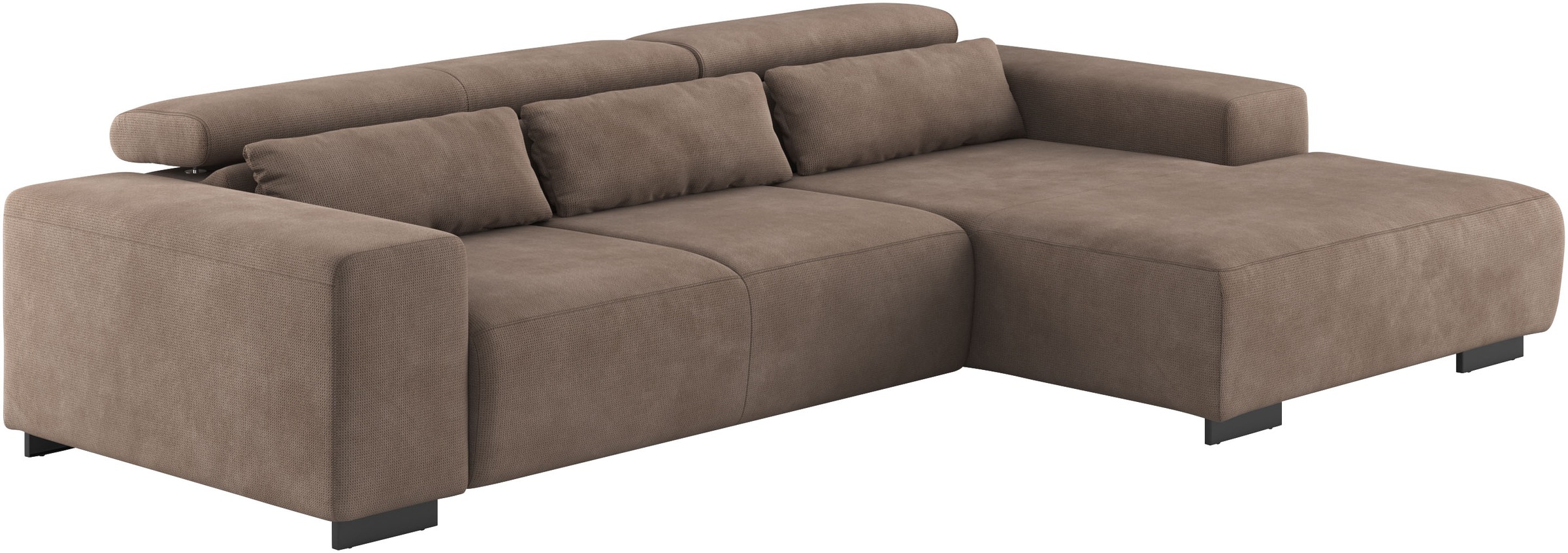 COTTA Ecksofa »Side L-Form, mit Kopfteilverstellung & 3 Nierenkissen«, optional motorische Sitztiefenverstellung
