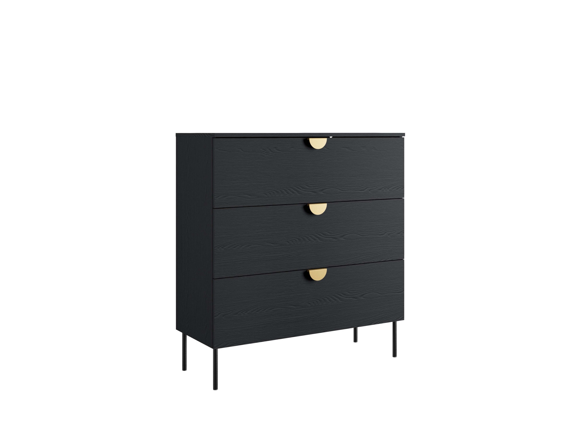 Home affaire Kommode "BELLOT Sideboard mit 3 Schubladen, Maße B/T/H: 100/40/107 cm" auf Metallfüßen, mit goldenen Metallgriffe