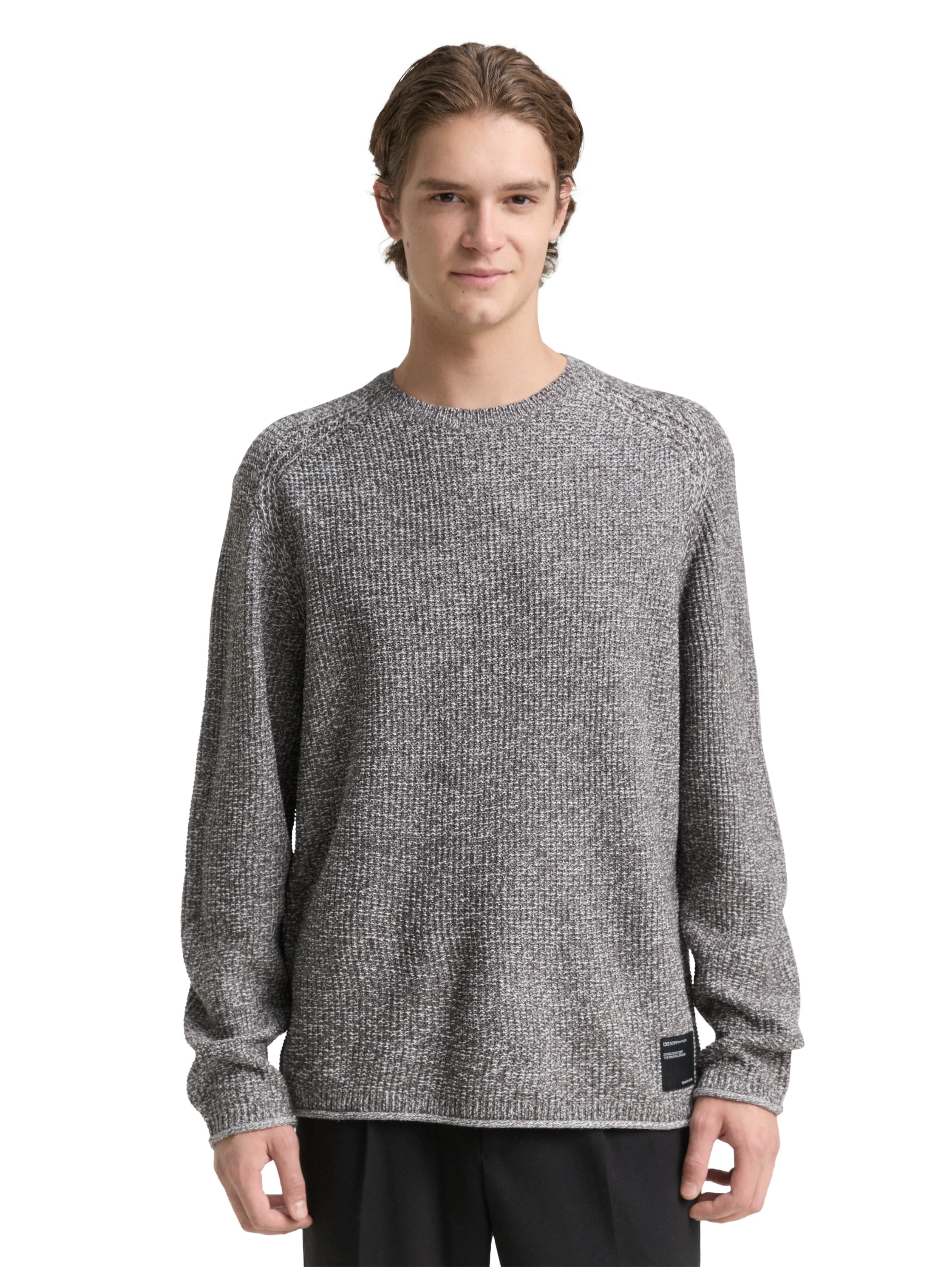 TOM TAILOR Denim Strickpullover mit Logo Stickerei