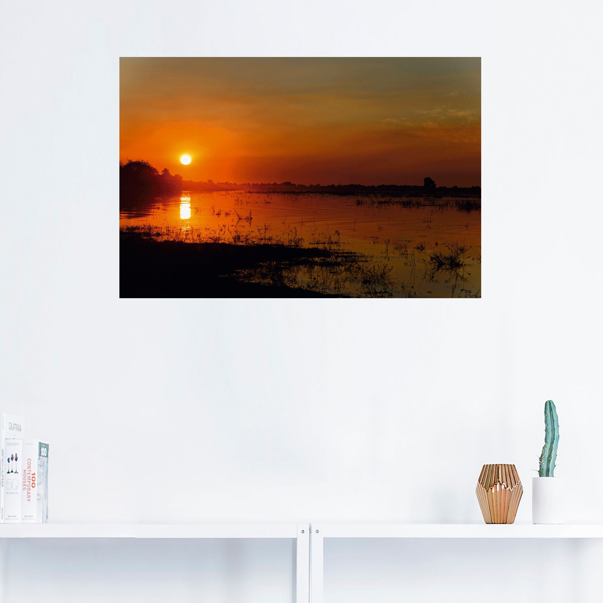 Artland Wandbild »Sonnenuntergang am Fluss Chobe«, Afrika, (1 St.), als Alubild, Leinwandbild, Wandaufkleber oder Poster in versch. Grössen