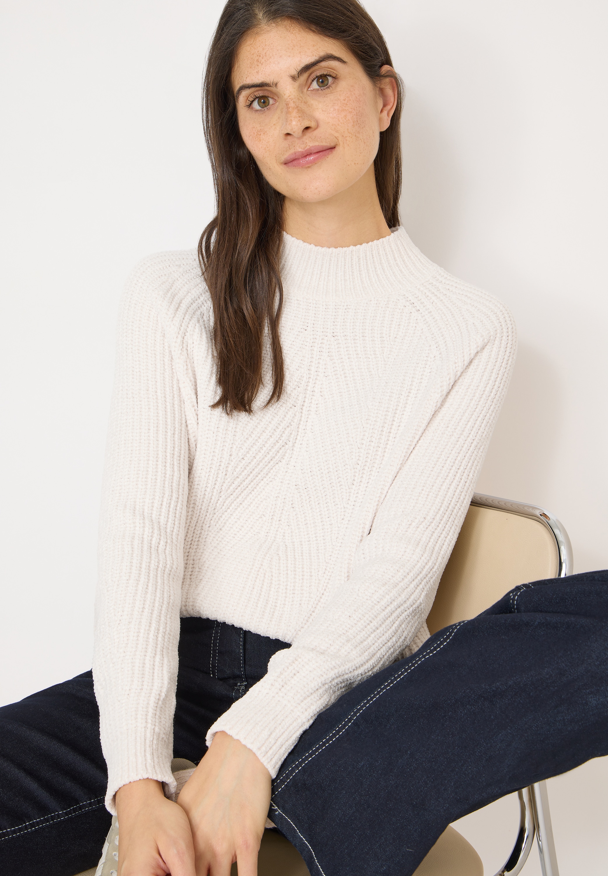 Cecil Stehkragenpullover mit feiner Struktur