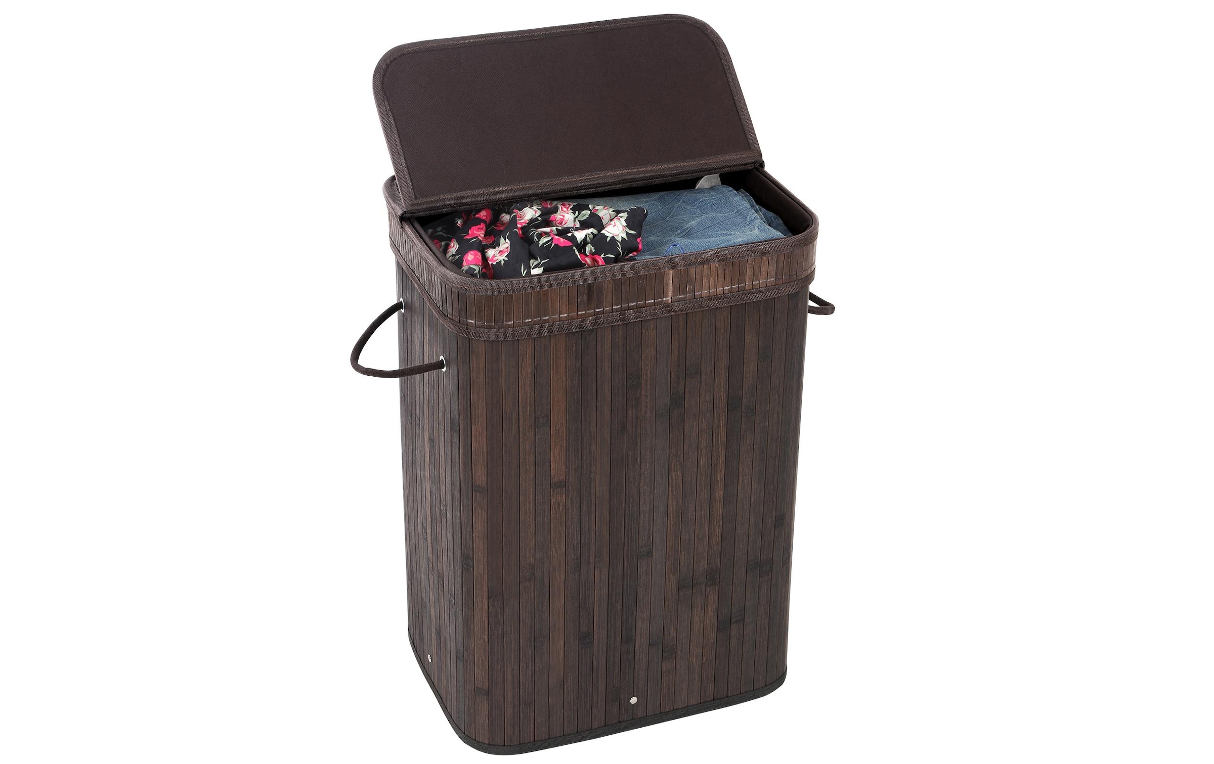 SONGMICS Wäschekorb »für trockene Wäsche 72 l, Dunkelbraun«, Holzart: Bambus (China)