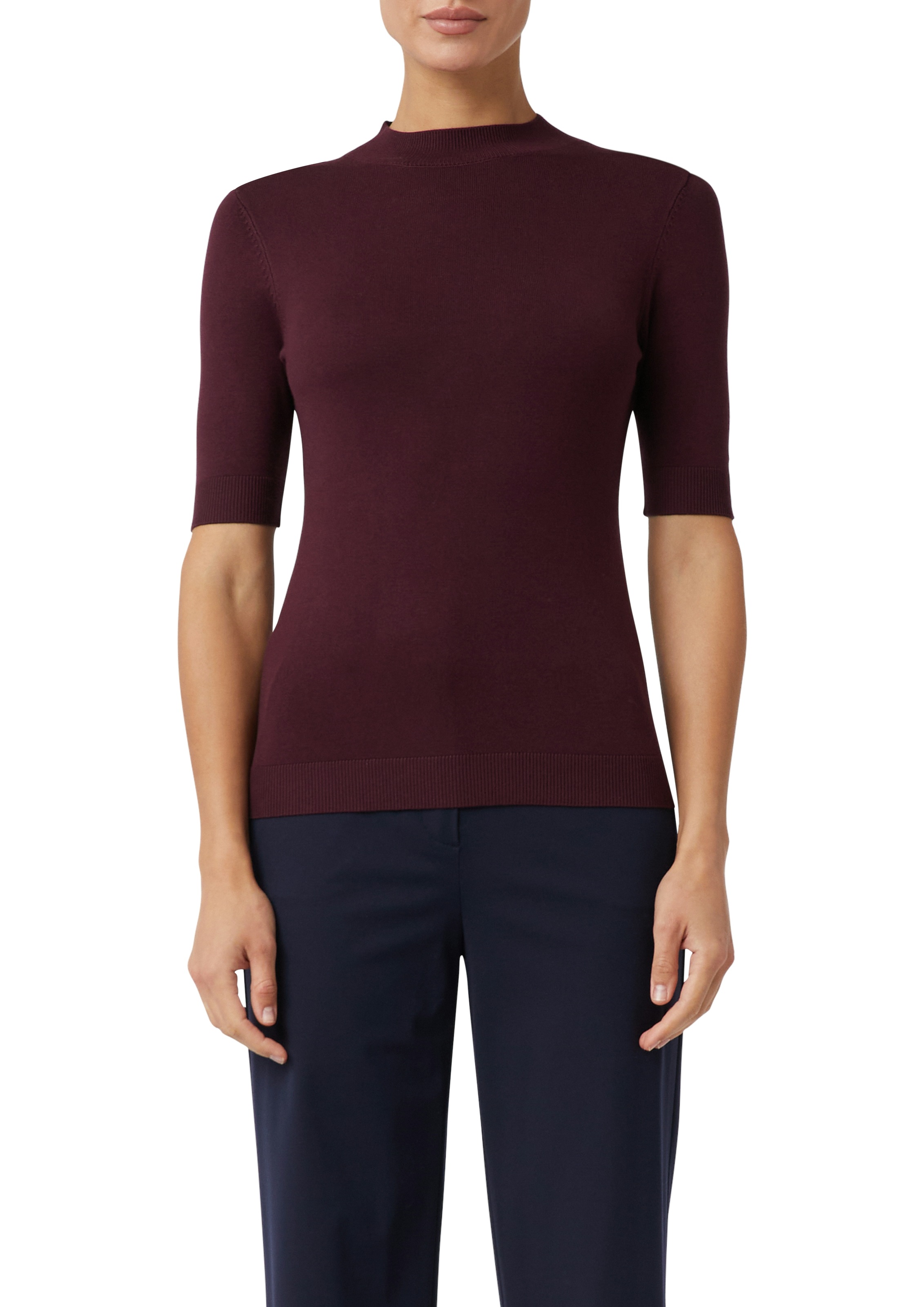 Comma Strickpullover halbarm, mit Stehkragen