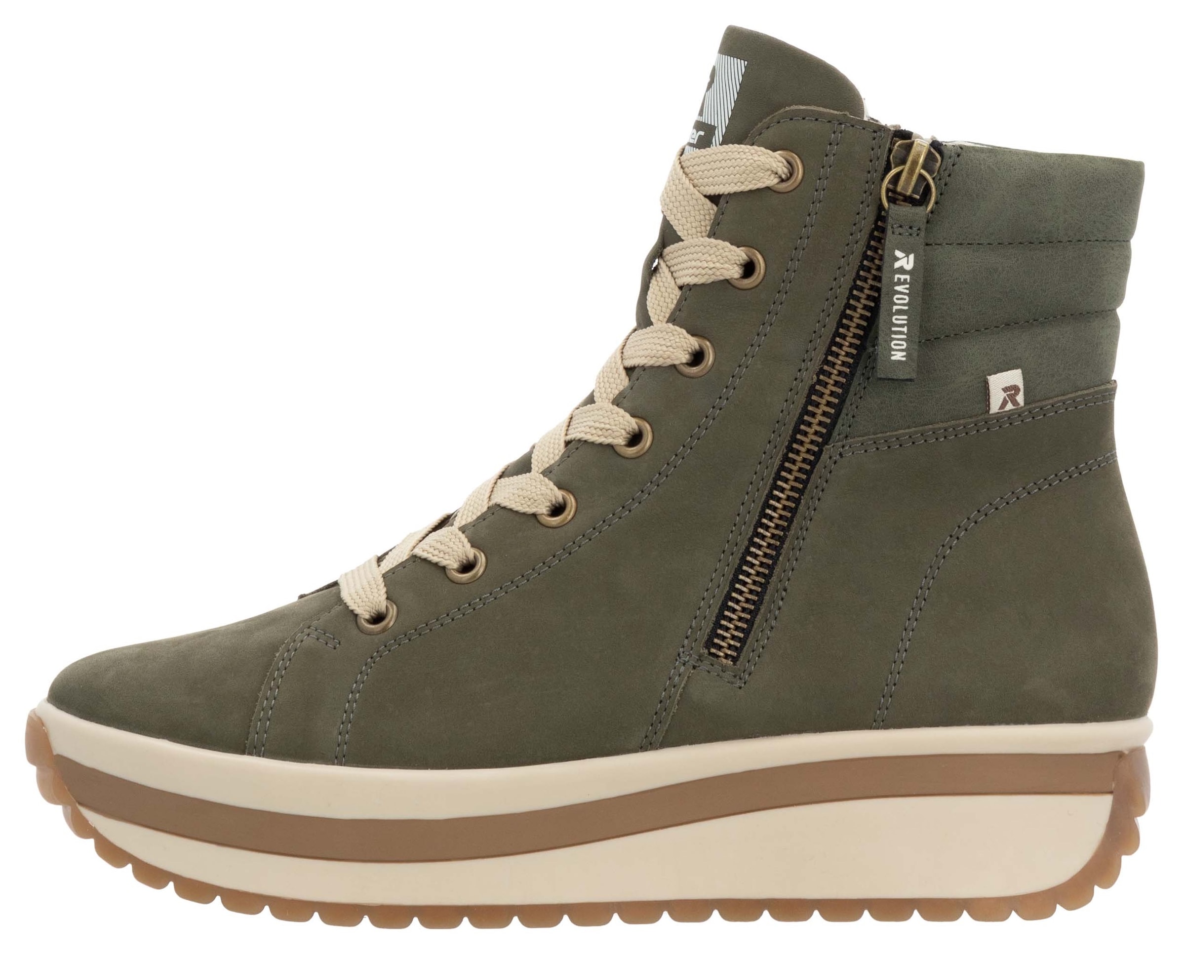 Rieker EVOLUTION Schnürboots, Plateaustiefelette, High Top Sneaker mit zwei Reissverschlüsse