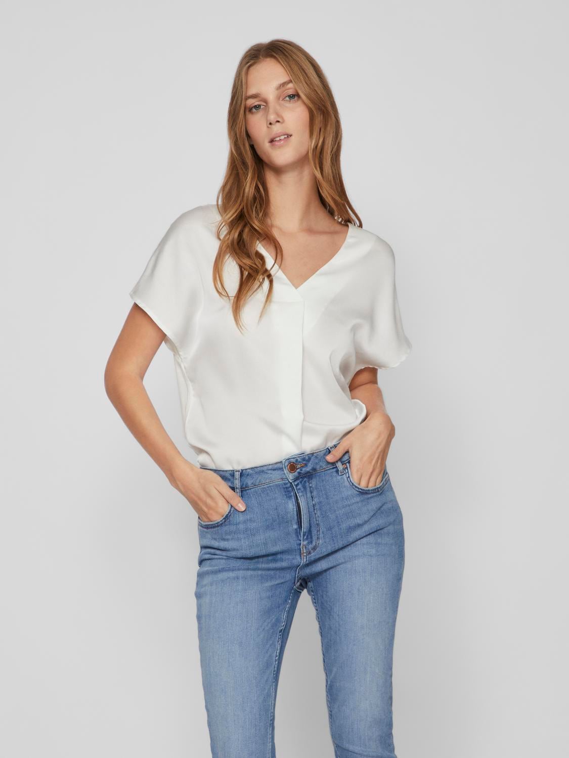 V-Shirt »VIELLETTE V-NECK S/S SATIN TOP - NOOS«