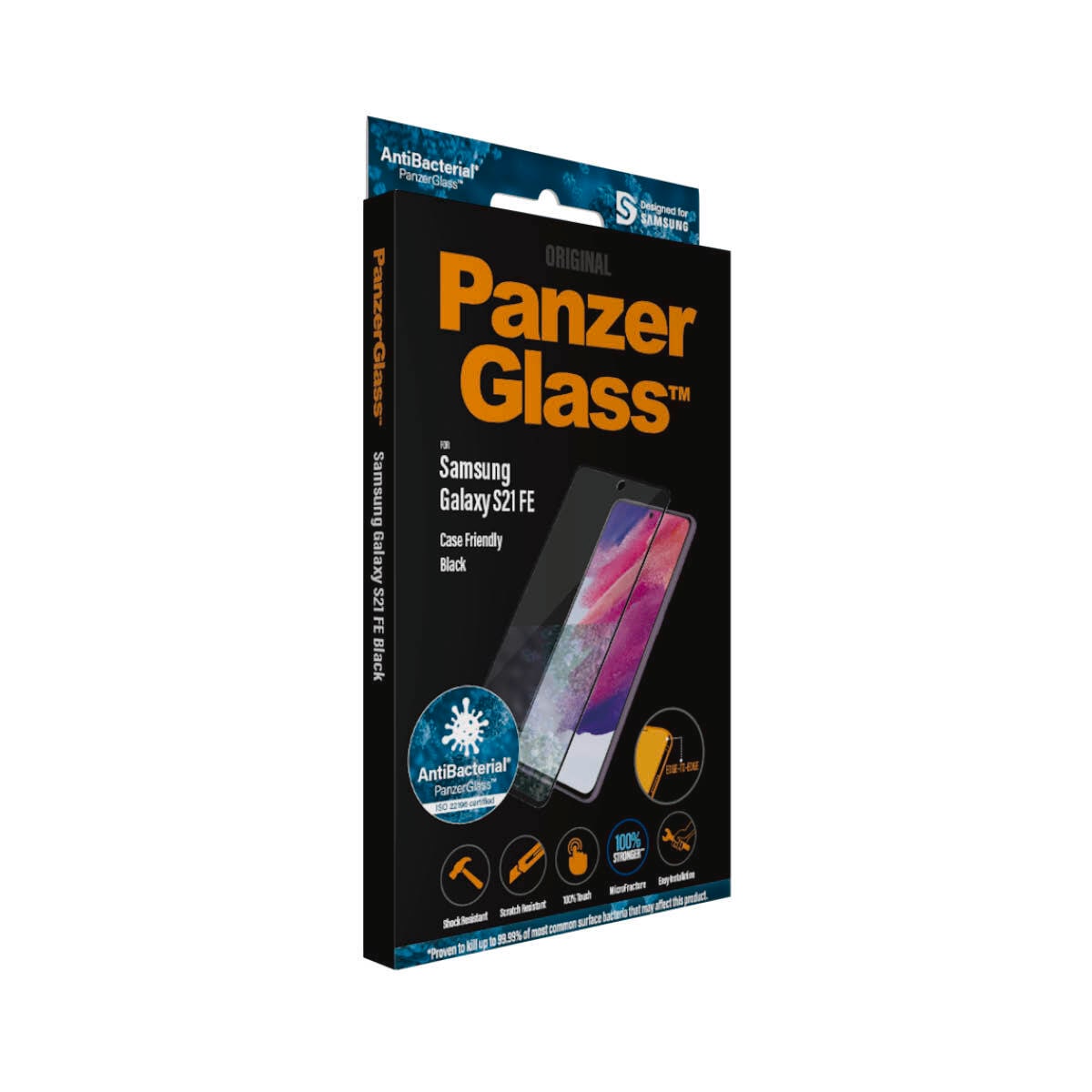 CARE by PanzerGlass Displayschutzglas »AntiBacterial Screen Protection«, für Samsung Galaxy S21 FE, Displayschutzfolie, Schutzfolie, Bildschirmschutz, kratz- & stossfest