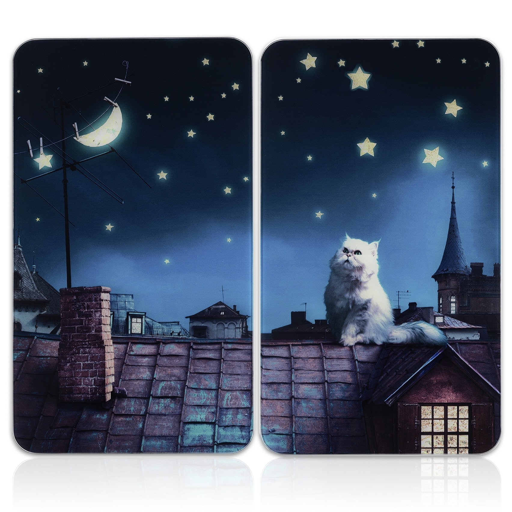 Maximex Herd-Abdeckplatte »Universal Modell Moon Cat«, (Set, 2 tlg.), Herdabdeckung für alle Herdarten, kratzfest, mit rutschfesten Füssen