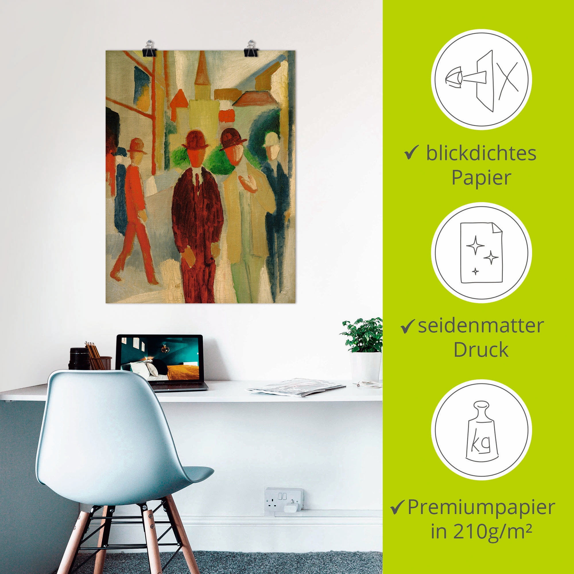 Artland Kunstdruck »Helle Strasse mit Leuten«, Gruppen & Familien, (1 St.), als Leinwandbild, Wandaufkleber oder Poster in versch. Grössen