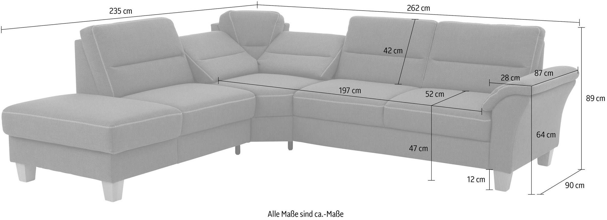 Home affaire Ecksofa »Soleo L-Form«, komfortabel durch Trapezecke mit Relaxfunktion, auch mit Bettfunktion