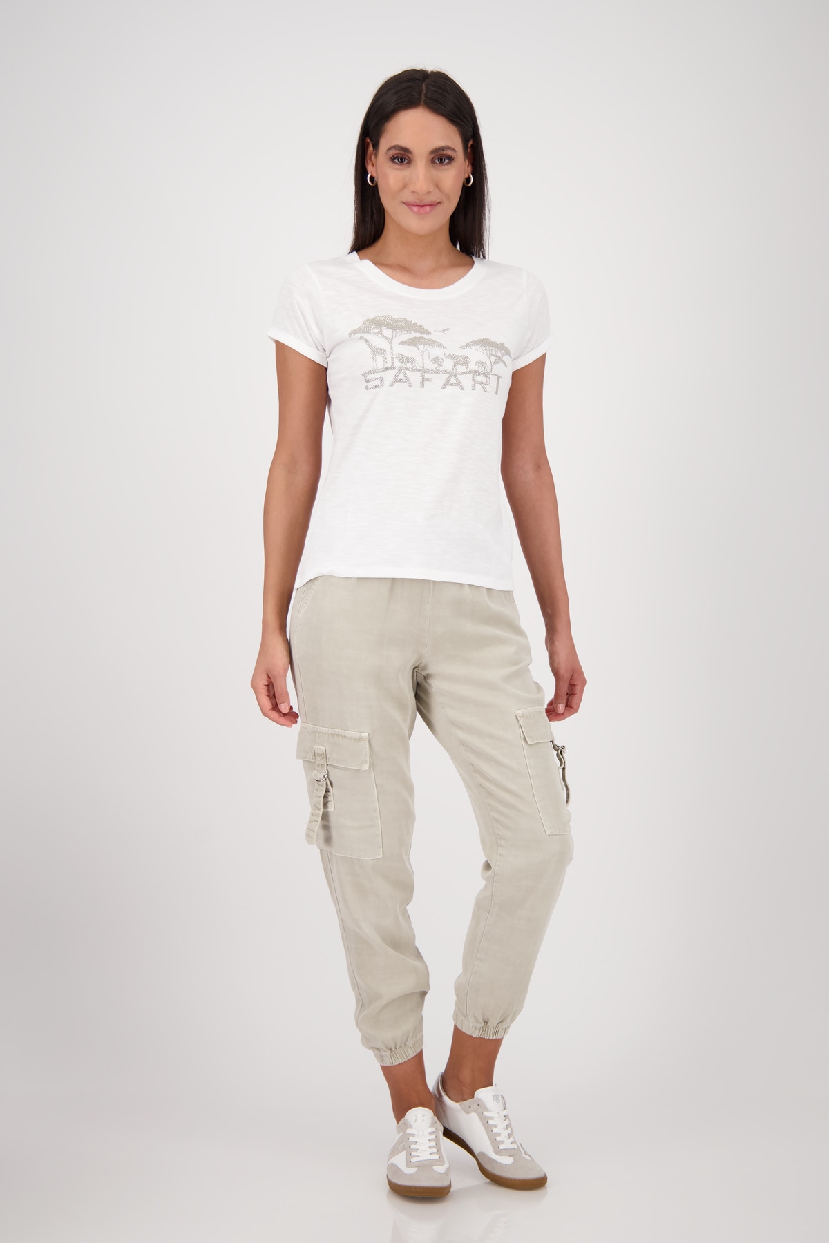 Monari Rundhalsshirt, mit Frontprint und Glitzernieten