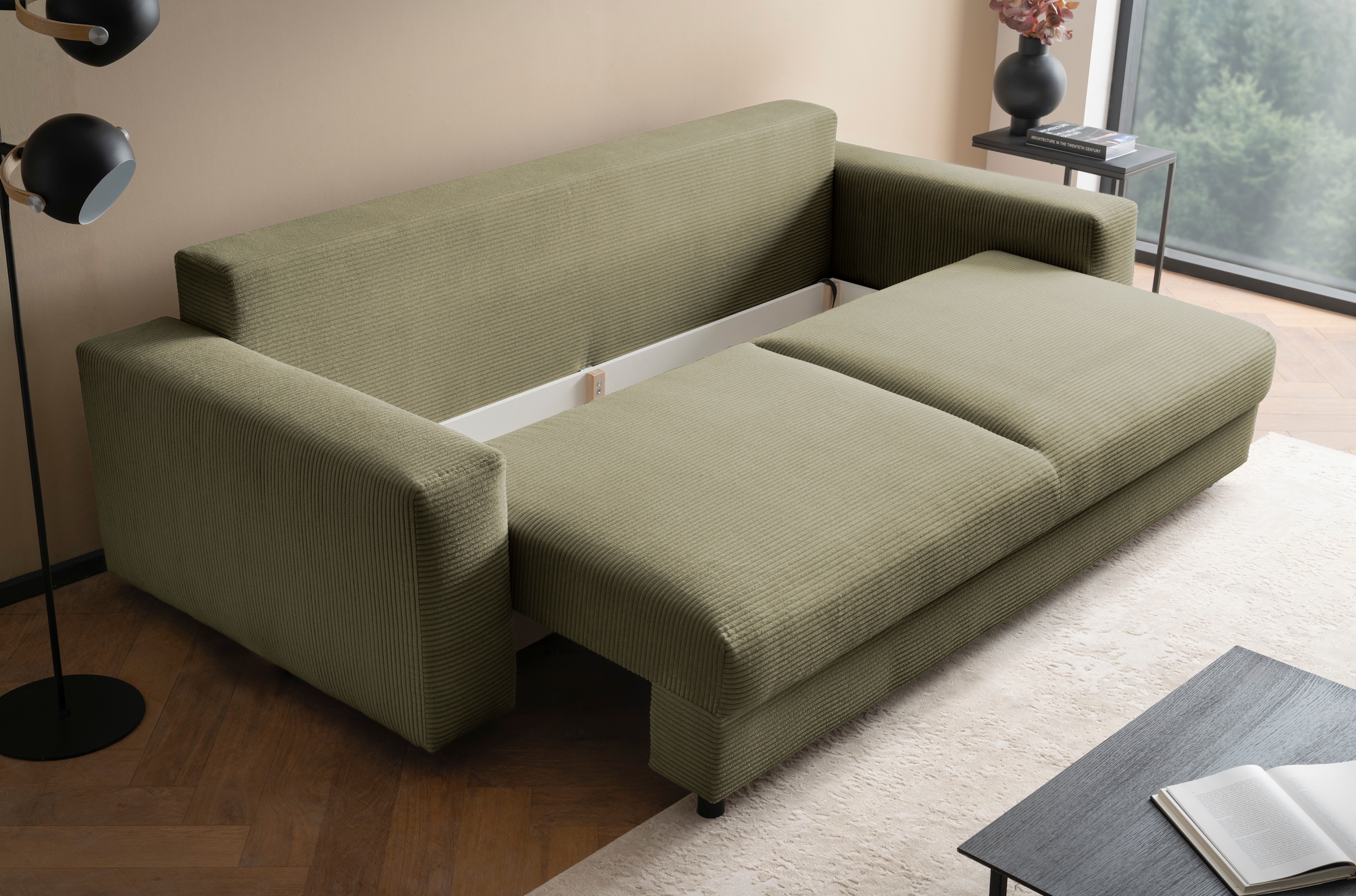 LeGer Home by Lena Gercke Schlafsofa »Imoga, Polster mit Schlaffunktion, 3-Sitzer Sofa, Couch mit Bettkasten«, in modernen Farben und Stoffen, Bettfunktion, Liegefläche: 200x150 cm