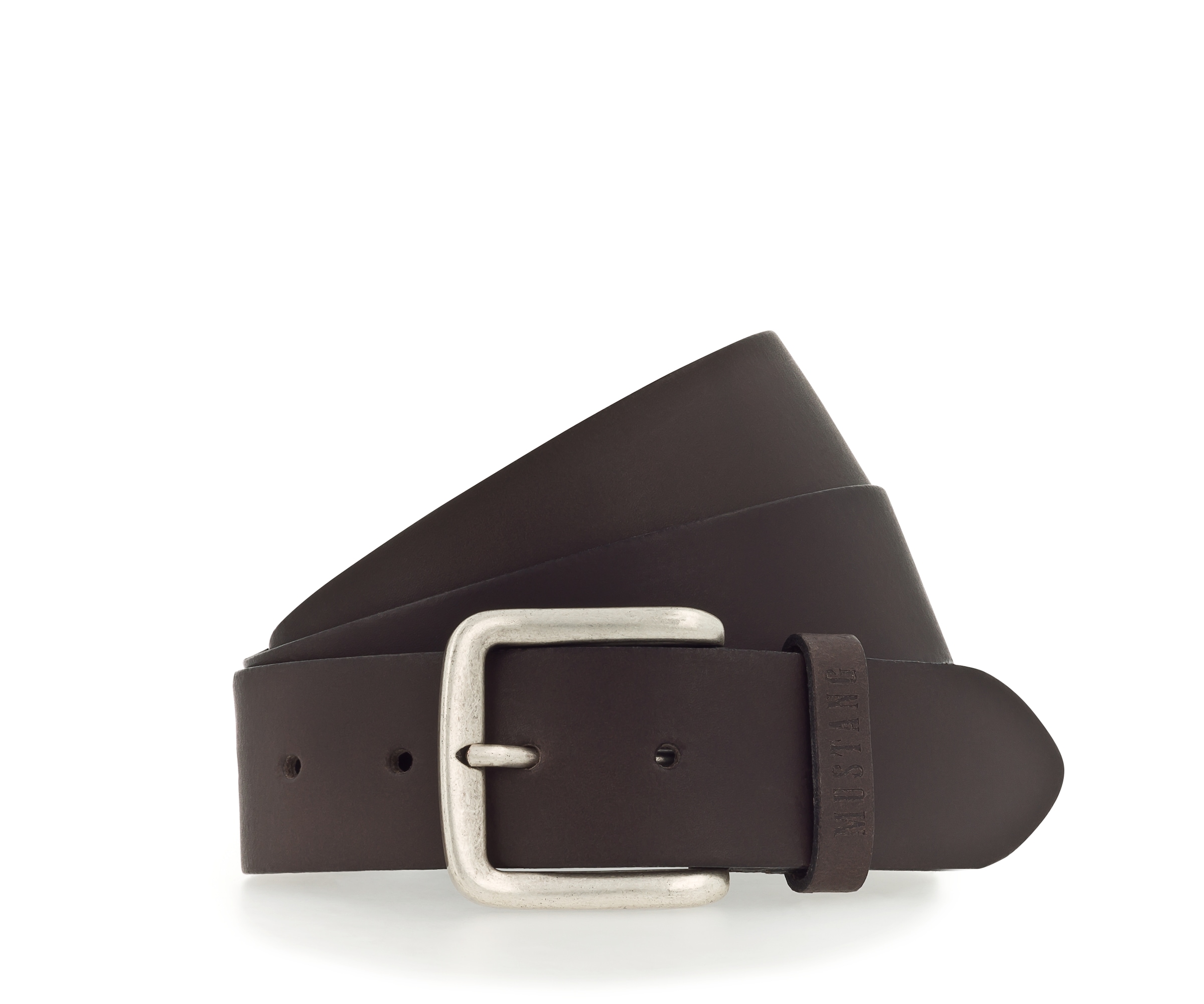 MUSTANG Ledergürtel, Klassische Dornschliesse in leichter Used-Optik, 4 cm