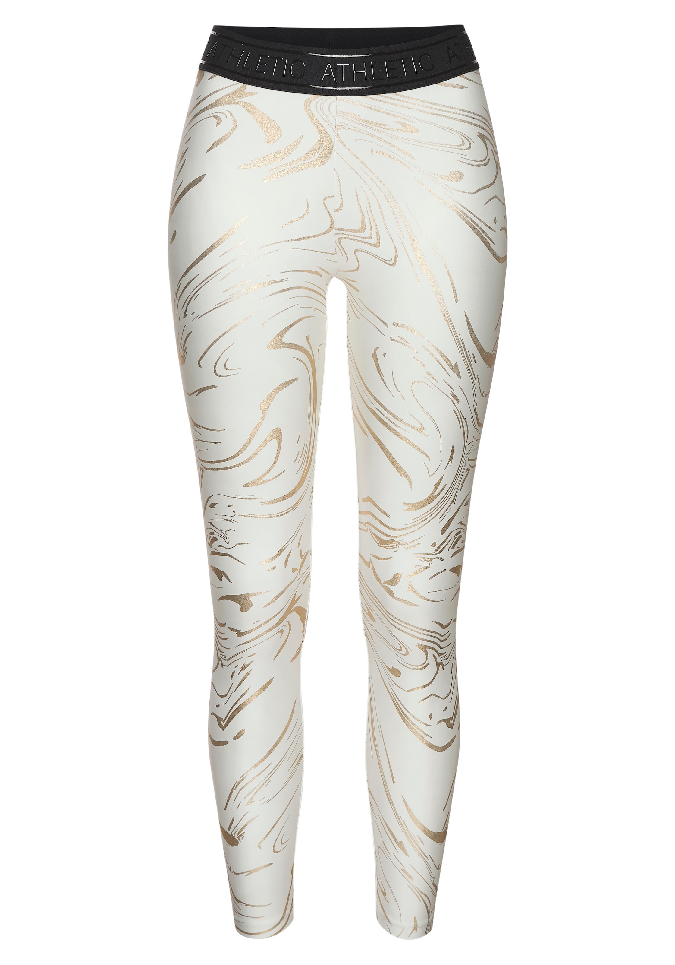 LASCANA ACTIVE Funktionsleggings, Sportleggings mit glänzendem Print und 3D Schriftzug