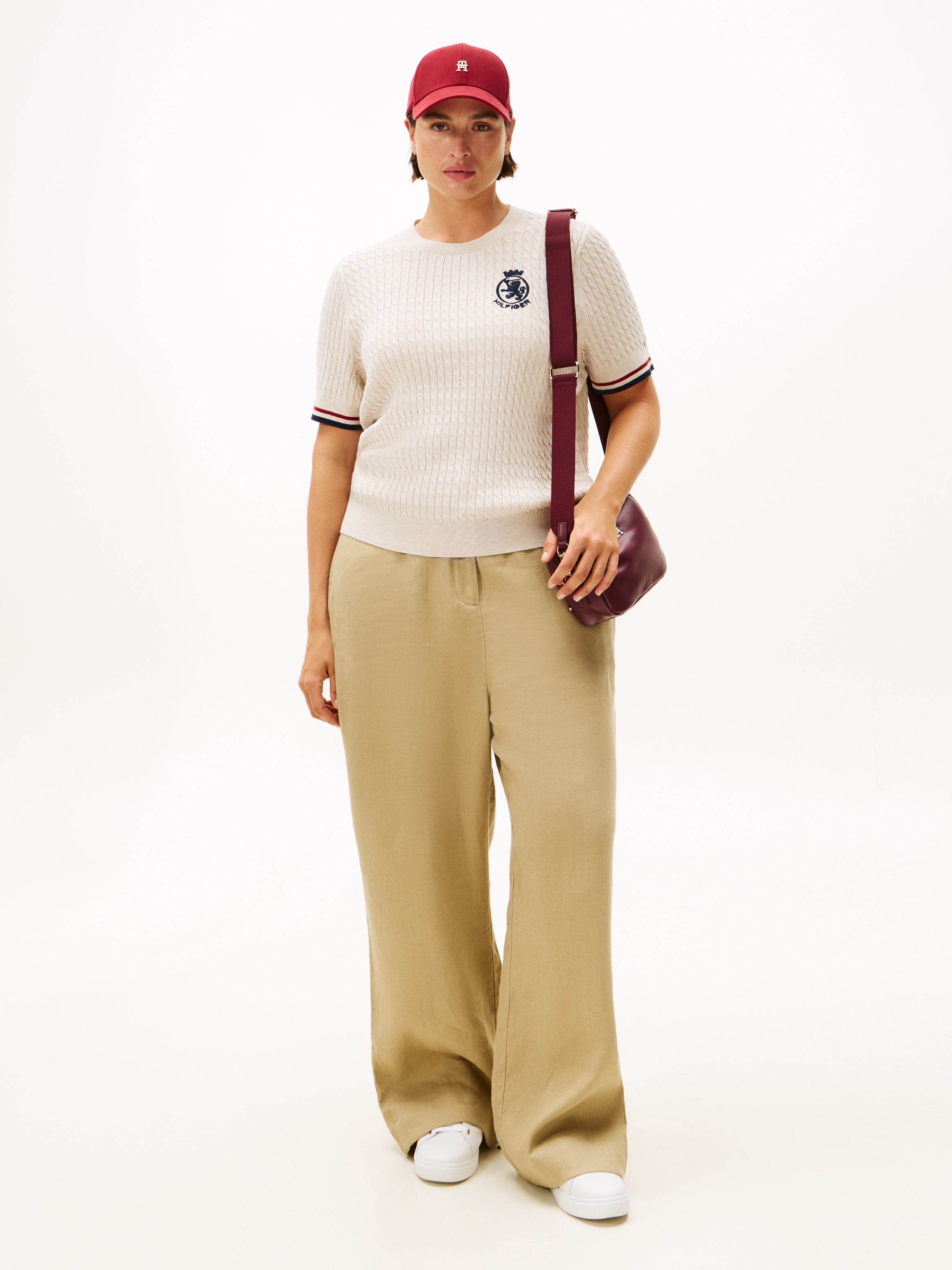 Tommy Hilfiger Curve Strickpullover »CRV CO CABLE FINE GG GPC SS SWT«, in grossen Grössen, mit Zopfmuster