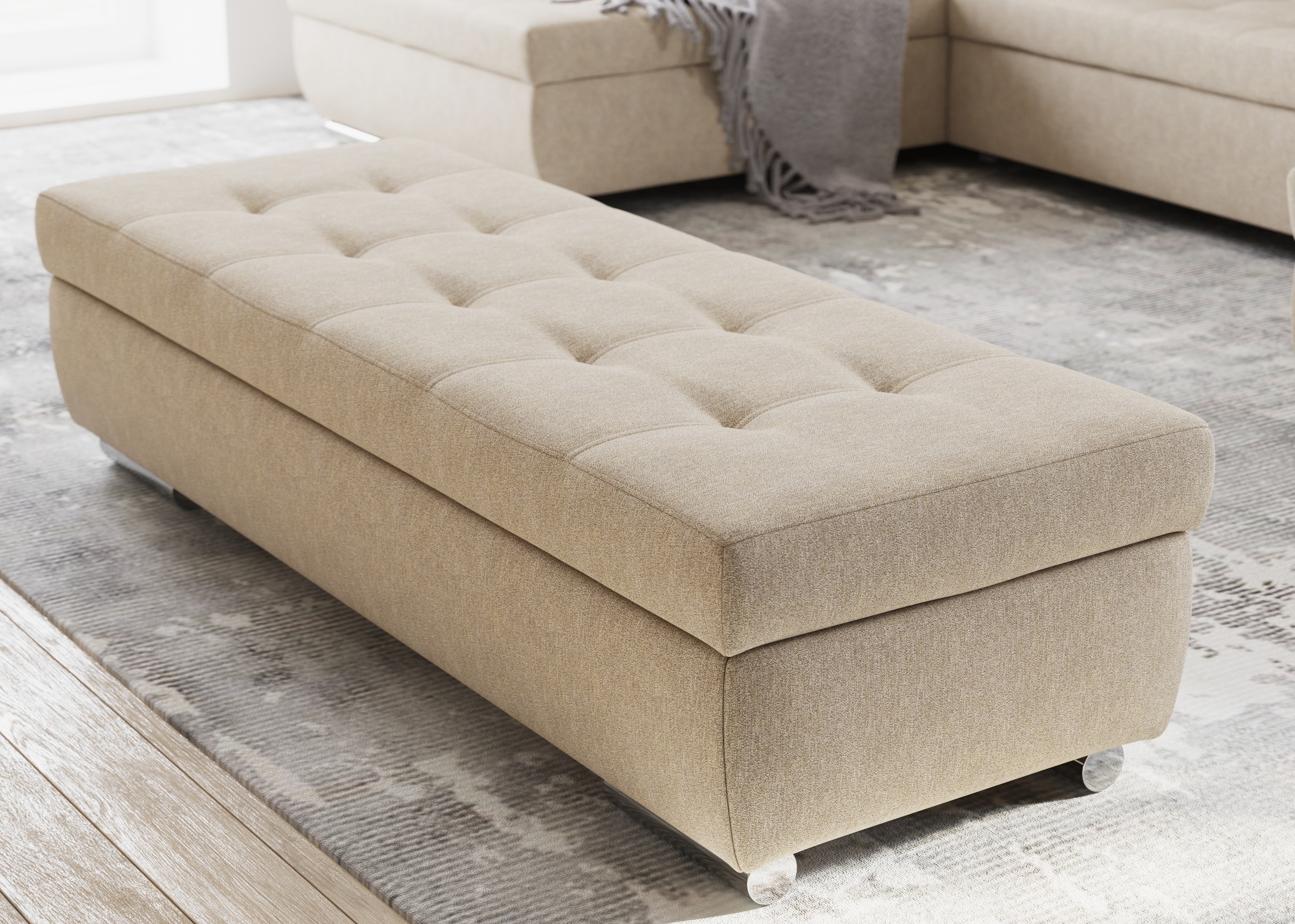 DOMO collection Hocker »Treviso XXL: B/T/H: 161/60/41 cm«, mit Stauraum, auch in Cord, passend zur Serie, moderne Steppung