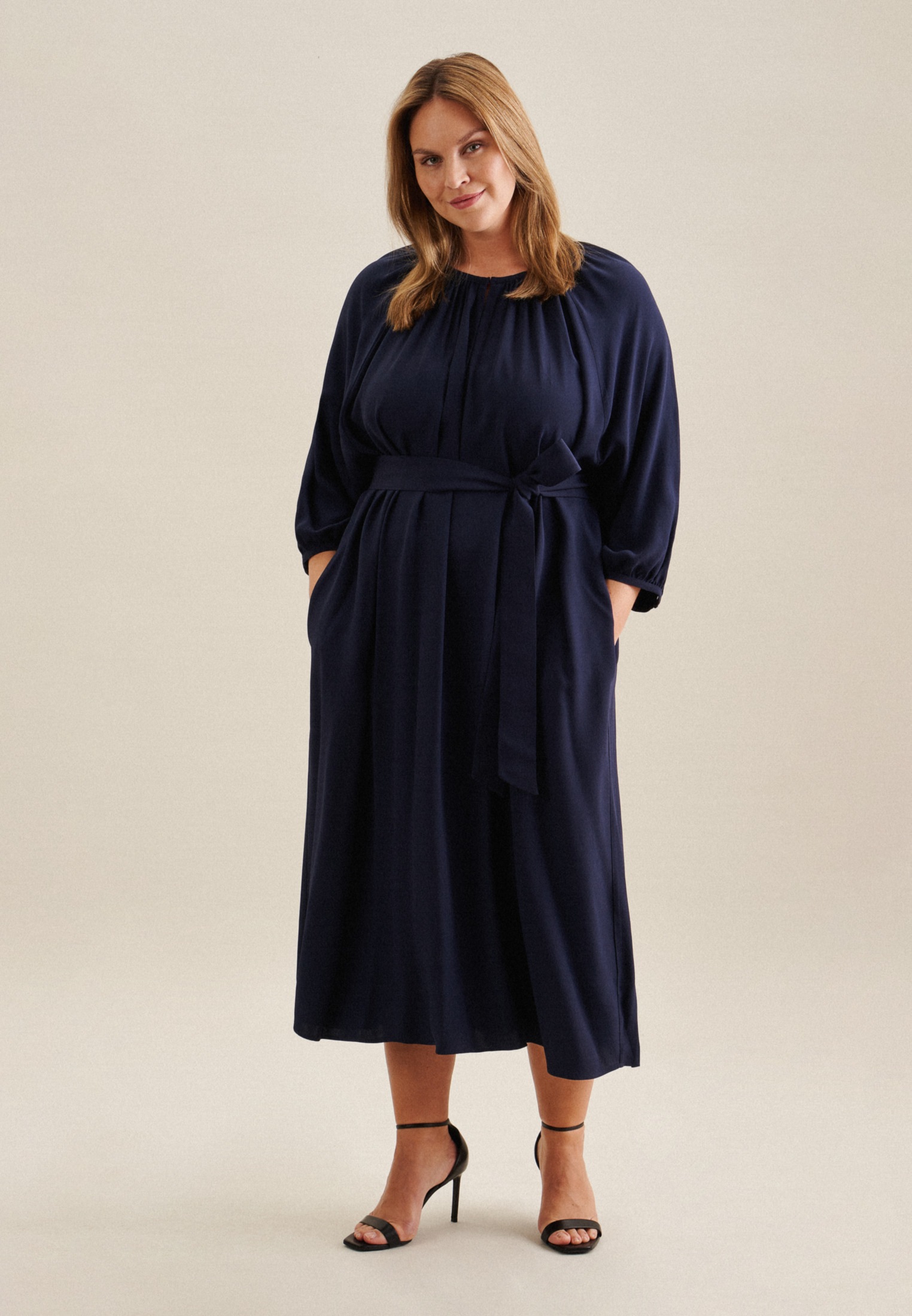 seidensticker Sommerkleid 3/4-Arm Rundhals Uni
