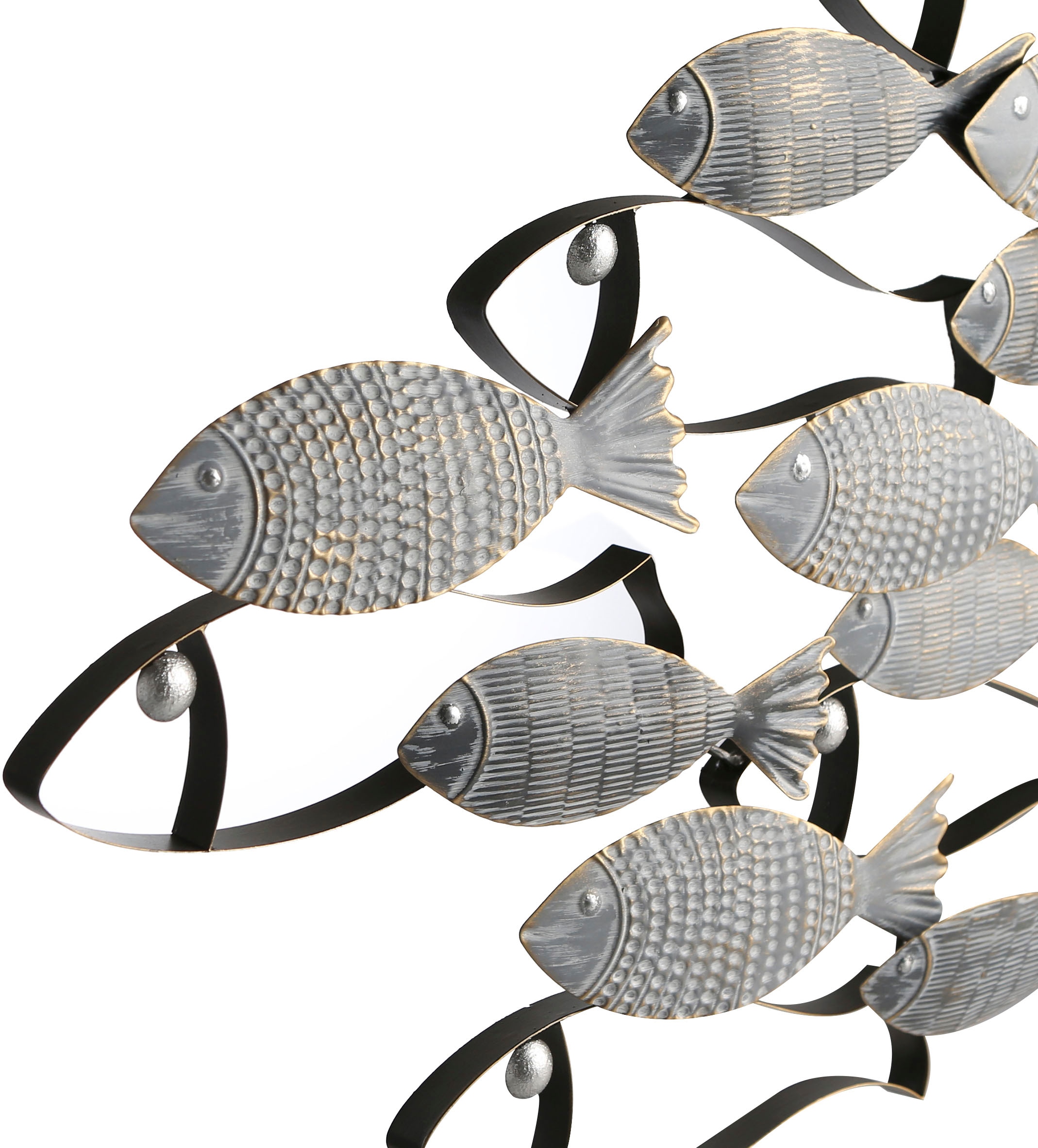 GILDE Wanddekoobjekt »Wandrelief Pesce grau/schwarz/goldfarben«, (1 St.), Maritim, Metall