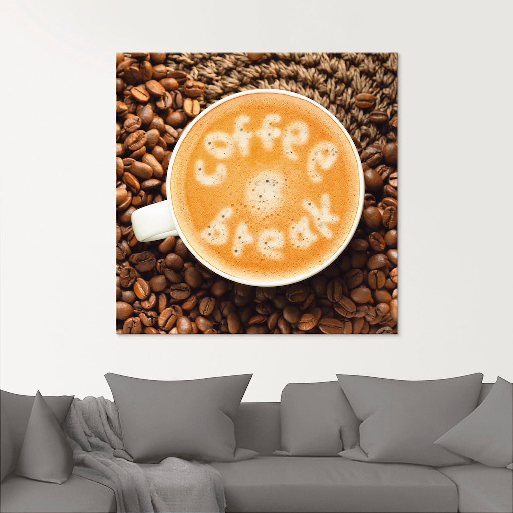 Artland Glasbild »Kaffeepause«, Getränke, (1 St.)
