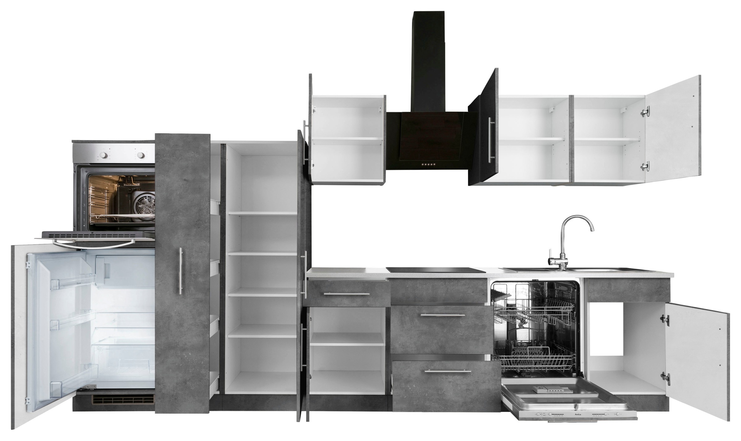 wiho Küchen Küchenzeile "Cali" ohne E-Geräte, Breite 360 cm