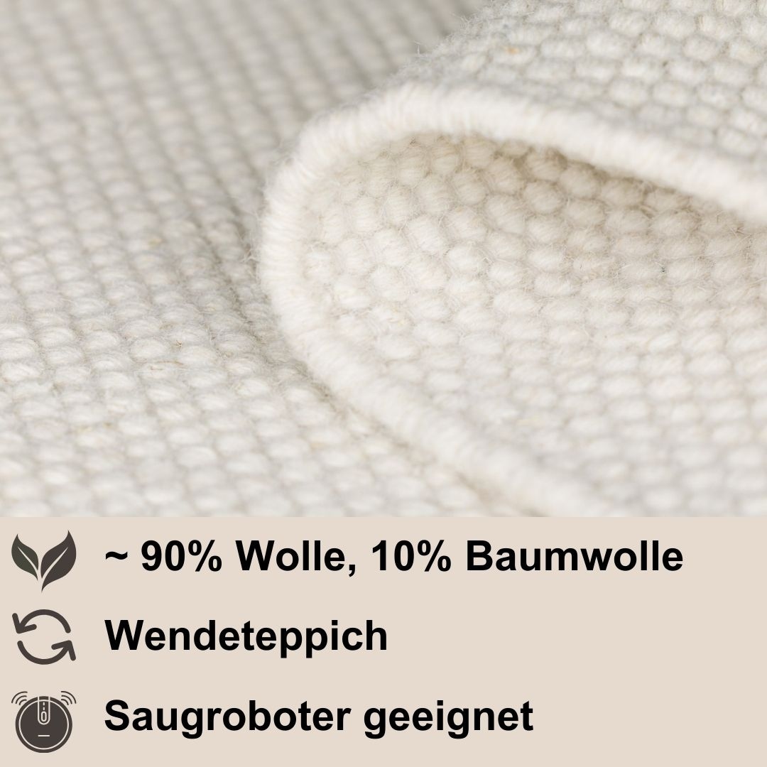 Myflair Möbel & Accessoires Wollteppich »Wooly Dream 1«, rechteckig, handgewebter Wendeteppich, Uni Farben, reine Wolle, Wohnzimmer
