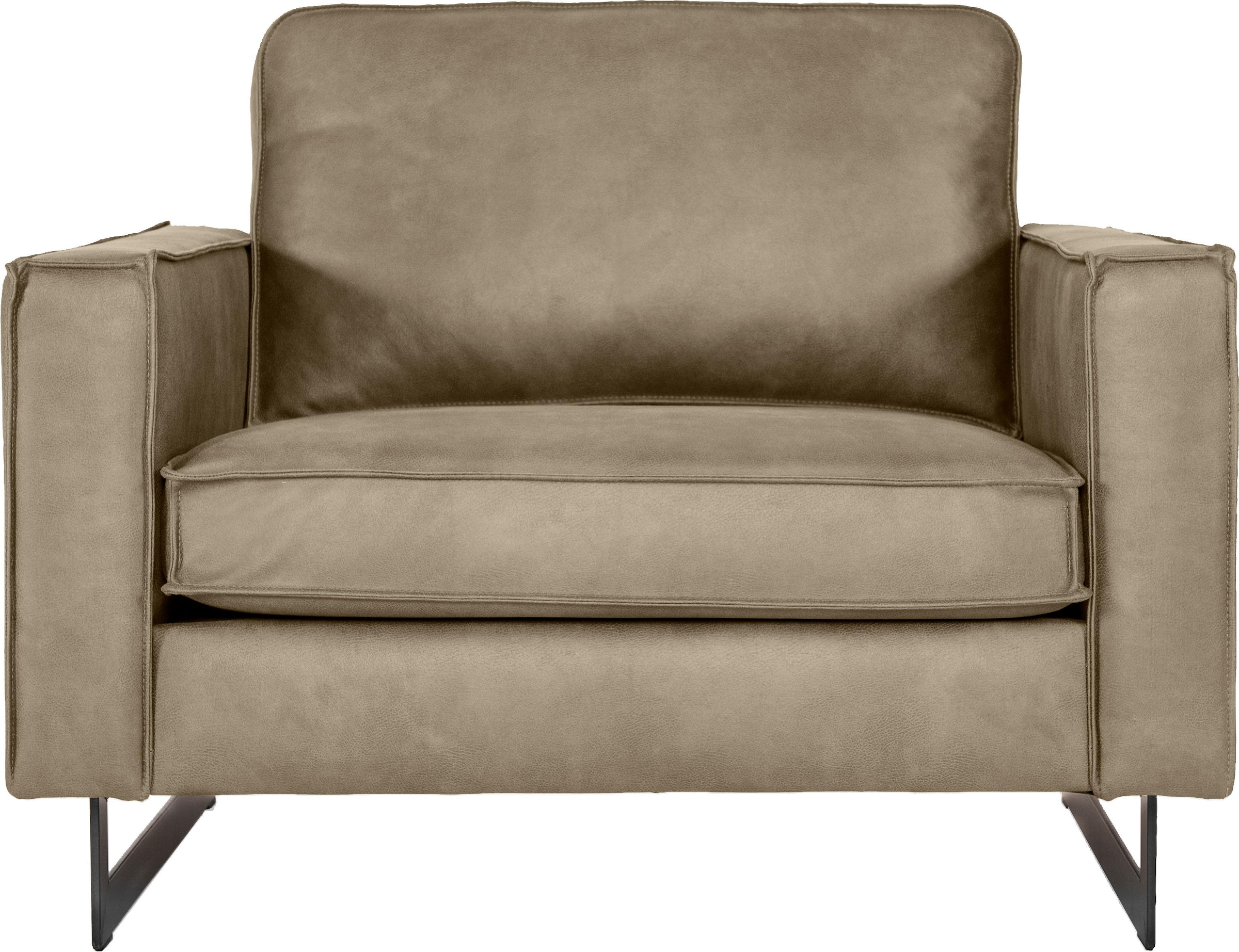 Places of Style Loveseat »Pinto 105 cm, Cord, Chenille, Lederoptik«, mit Keder, Metallfüssen und auch in Cord Bezug erhältlich