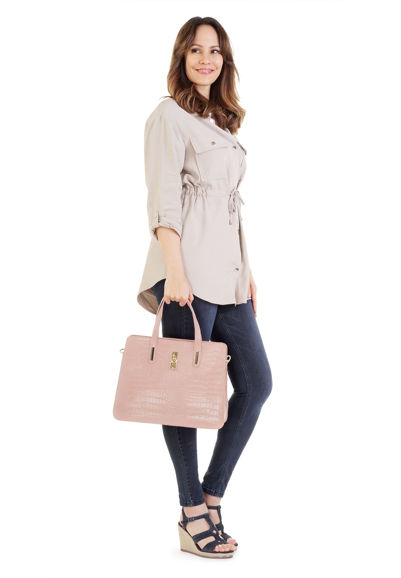 Cluty Henkeltasche "CLUTY Damen echt Leder, Made in Italy" echt Leder, Made in Italy