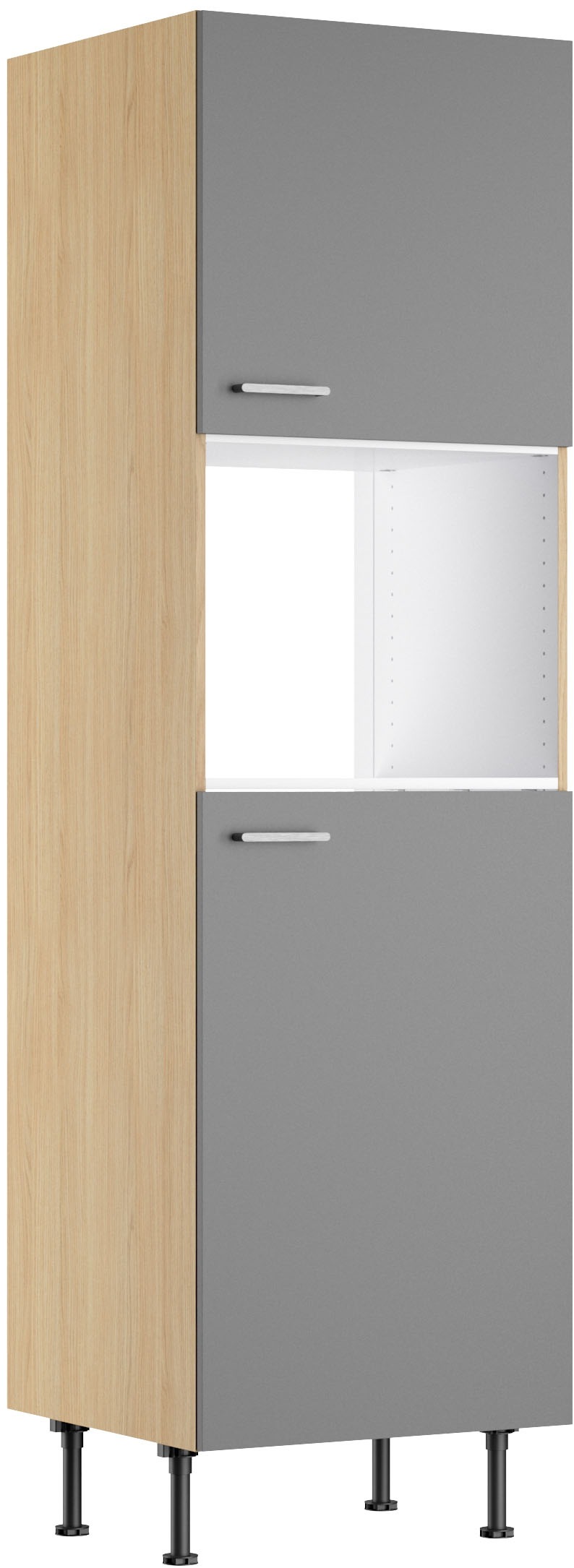 KOCHSTATION Mikrowellenumbauschrank "KS-Lucy" Breite 60 cm, mit 2 Türen, Soft-Close, höhenverstellbare Füsse