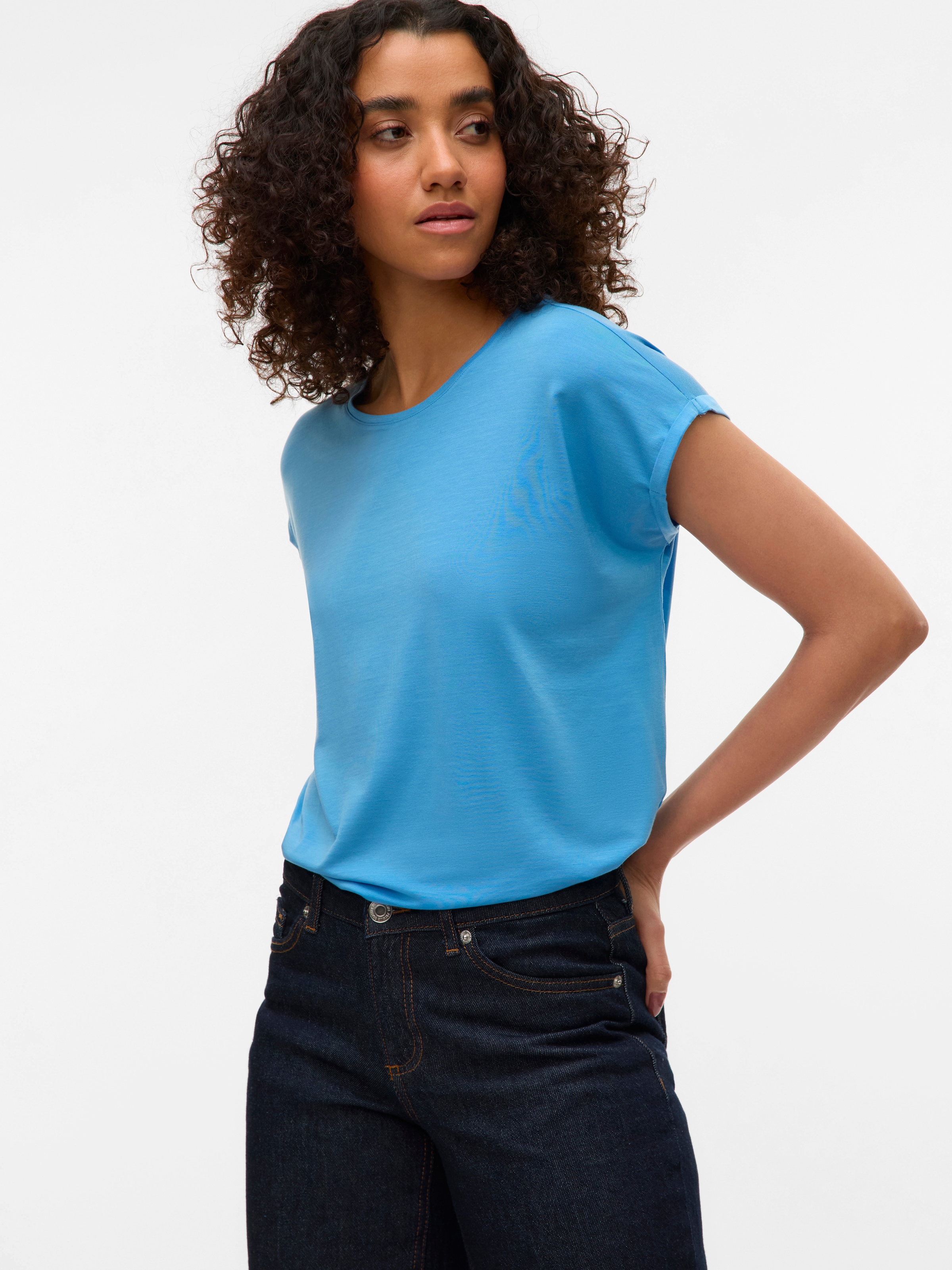 Vero Moda Rundhalsshirt »VMAVA PLAIN SS TOP GAJRS NOOS«