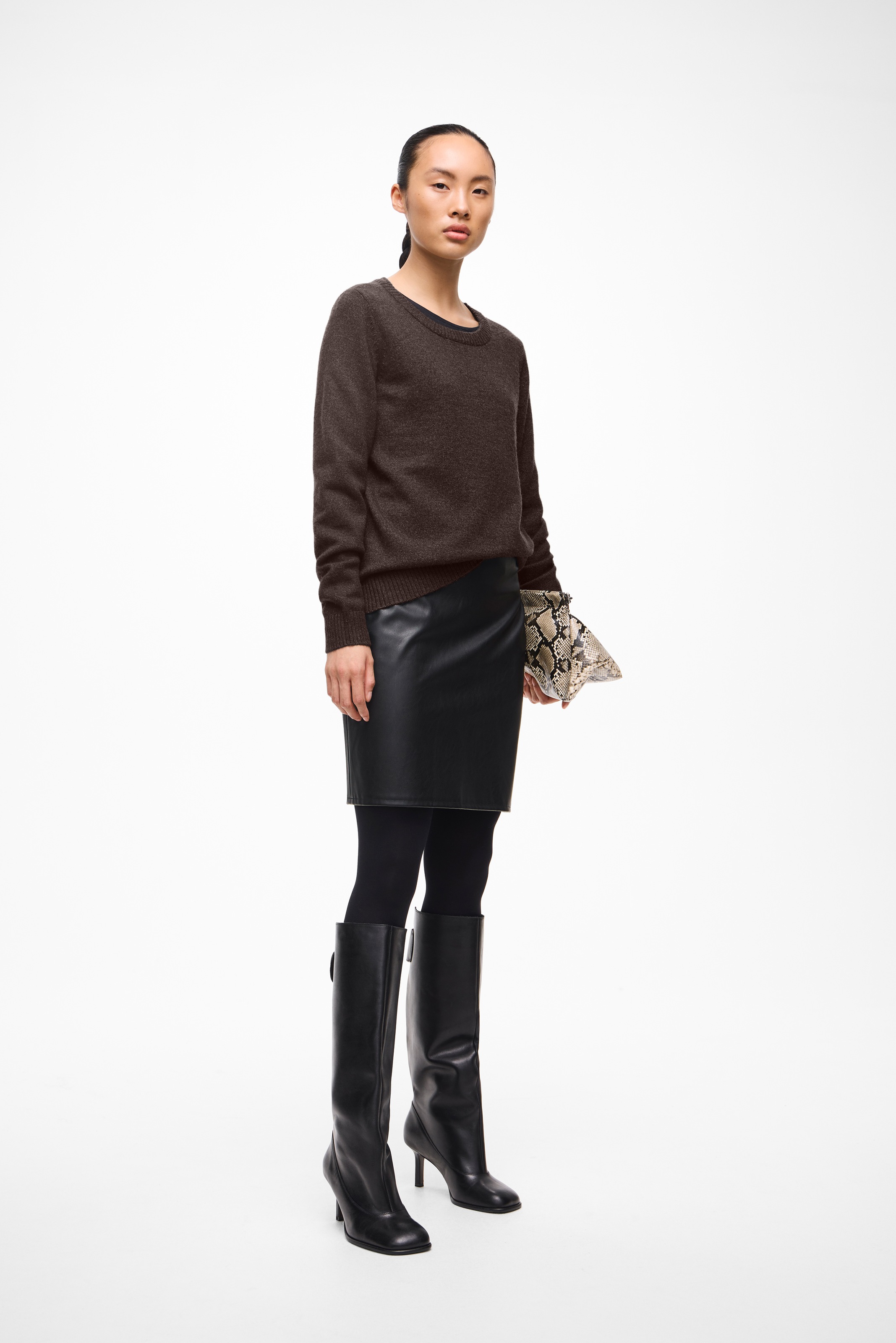 Vila Lederimitatrock »VIDAGMAR HW COATED SKIRT - NOOS«