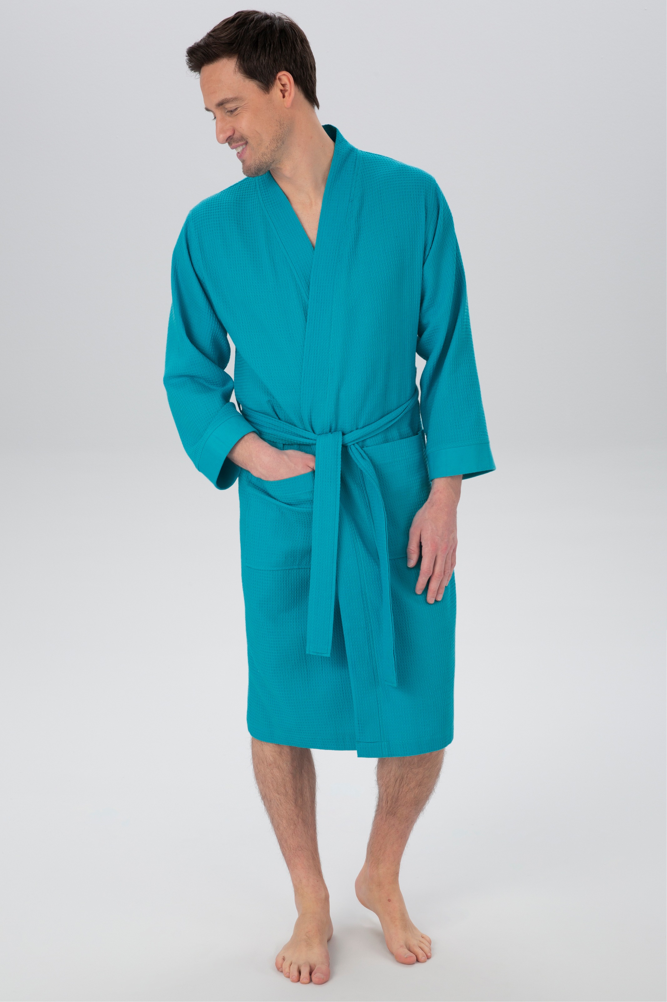 GOODproduct Unisex-Bademantel "Vanessa, ideal für Sauna & Spa, Hotelbademantel, Morgenmantel" 1 Stk. Taschen, Damen & Herren, Waffelpiqué, sehr leichte Qualität, S-3XL