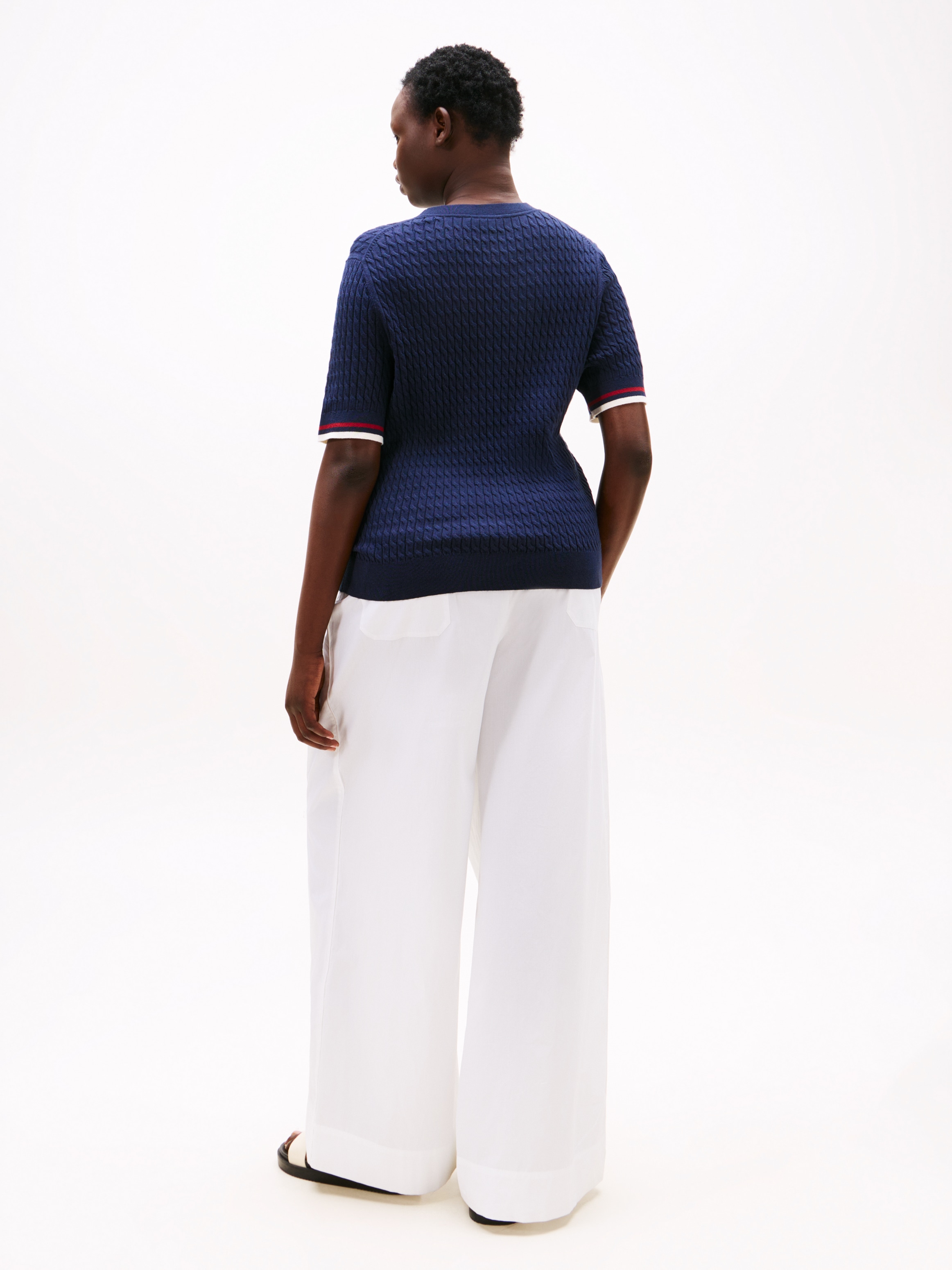 Tommy Hilfiger Curve Strickpullover »CRV CO CABLE FINE GG GPC SS SWT«, in grossen Grössen, mit Zopfmuster