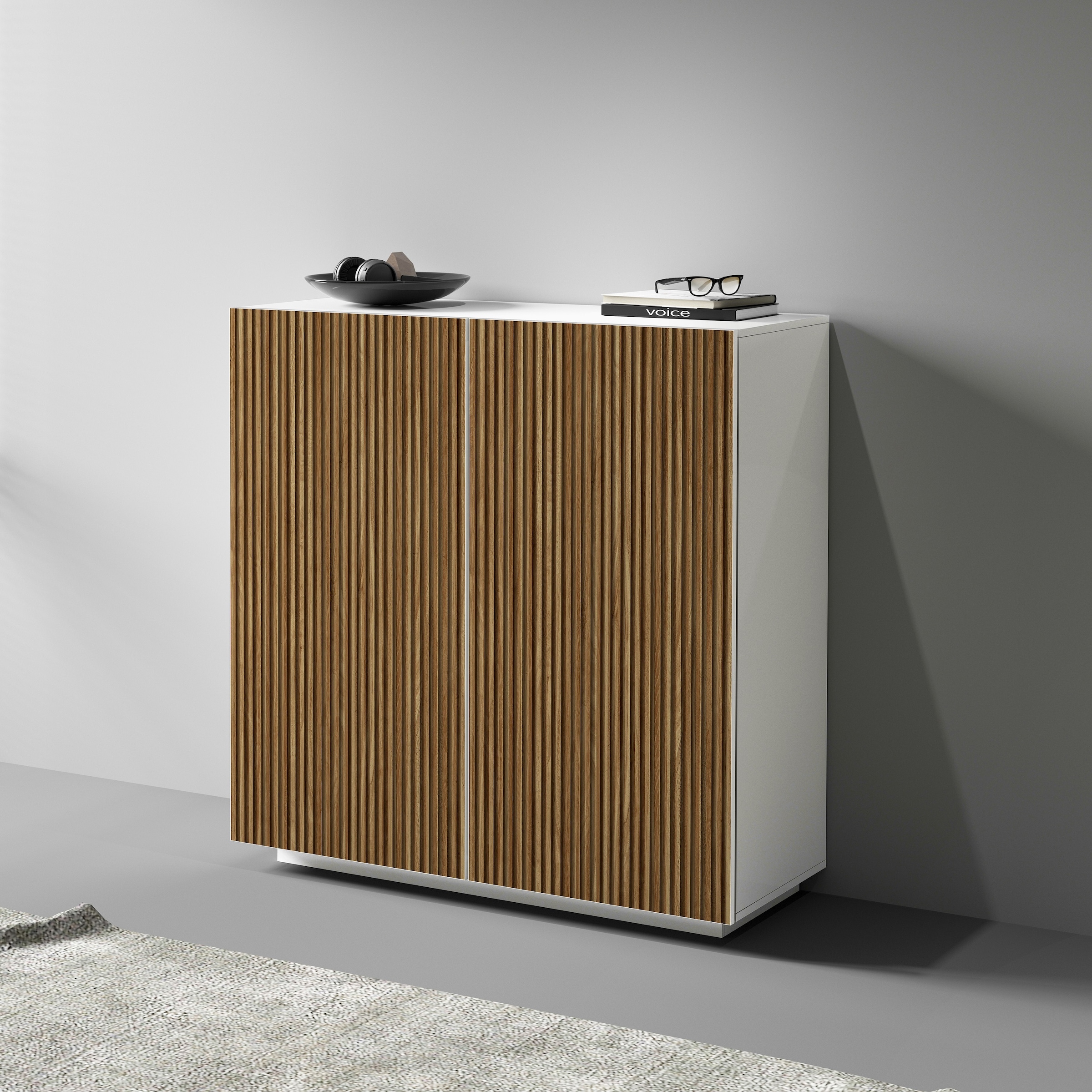 INOSIGN Highboard »Vega,Highboard,Kommode,120 cm«, mit 2 Türen,Fronten mit Rillen-Optik