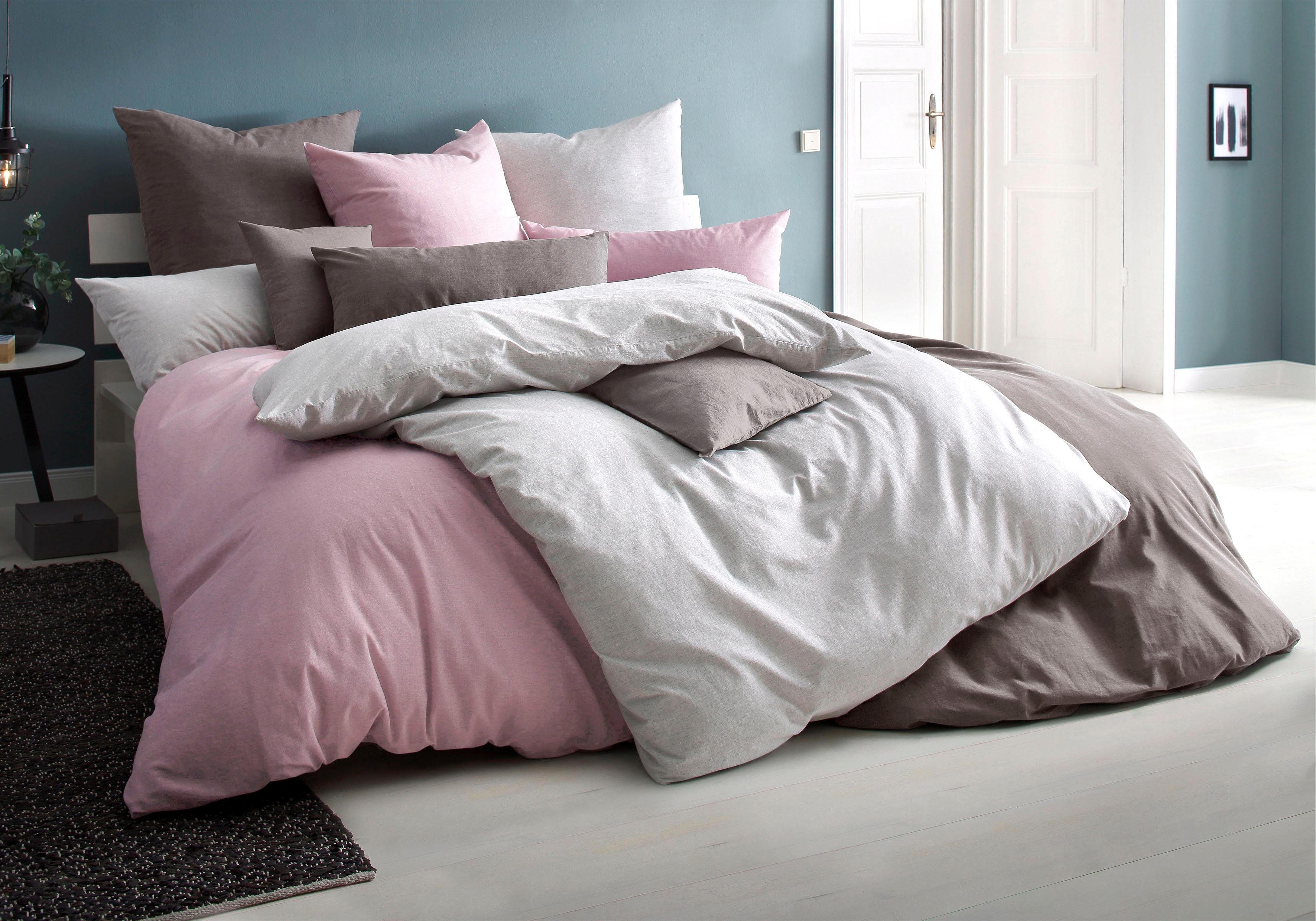 Home affaire Bettwäsche »Melli« 3 Stk. tlg. Bettwäsche aus Baumwolle, Leinen-Look in Melange-Optik