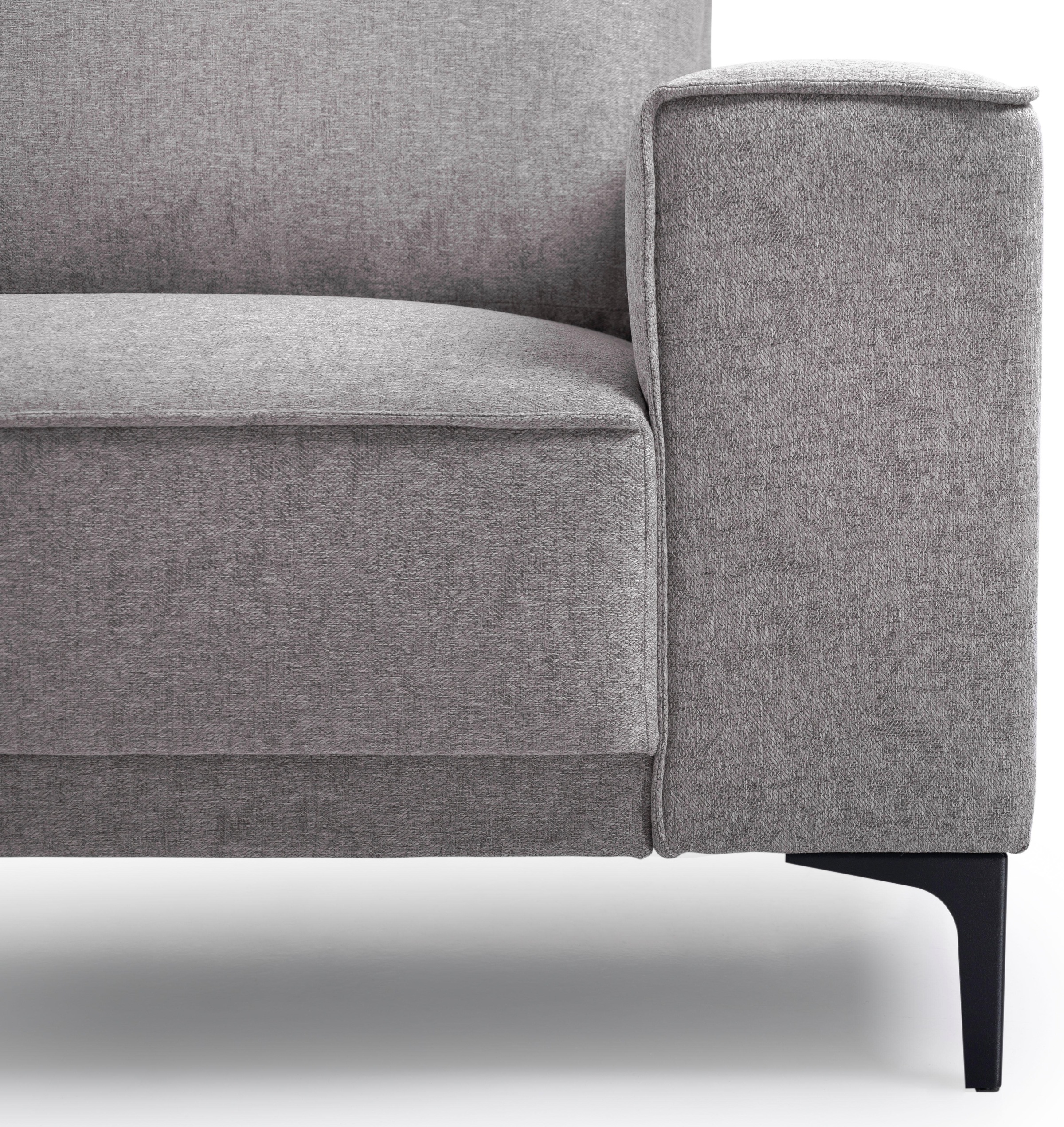 Places of Style 2-Sitzer »Kompaktsofa Oland, Struktur, Flachgewebe, Luxus-Microfaser, Boucle«, 164 cm, Wellenunterfederung, Skandi-Design, Metallfüsse